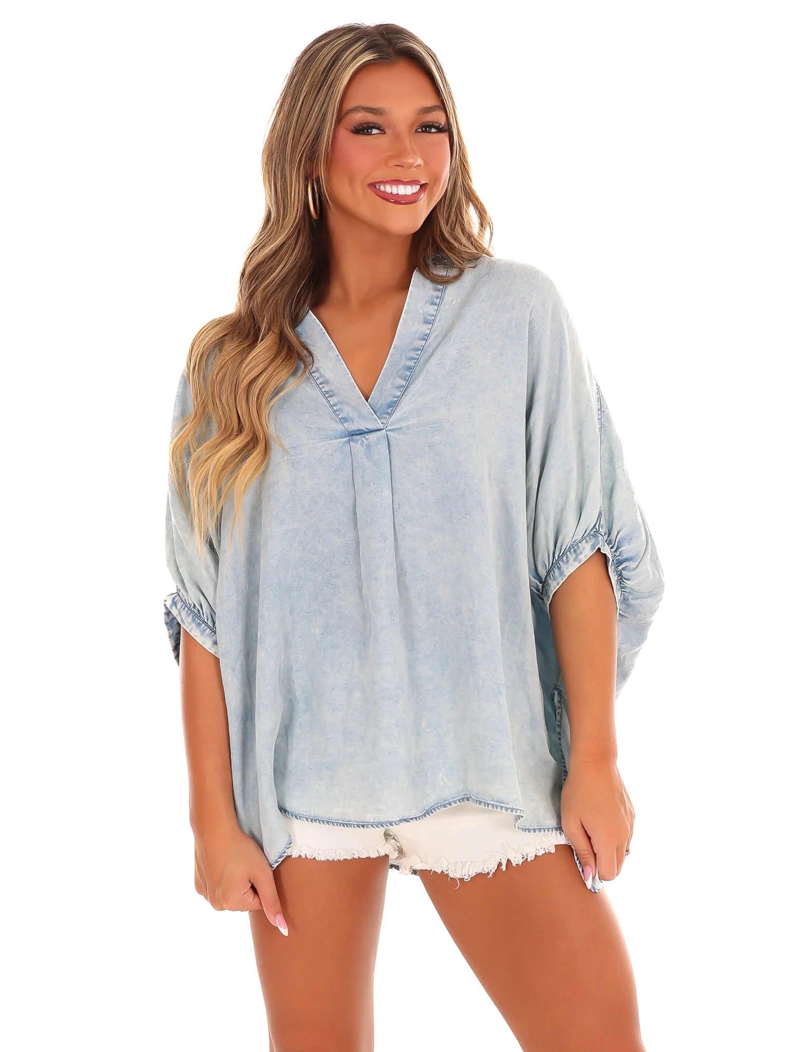 Giving You Up Oversized Denim Top - Image 5