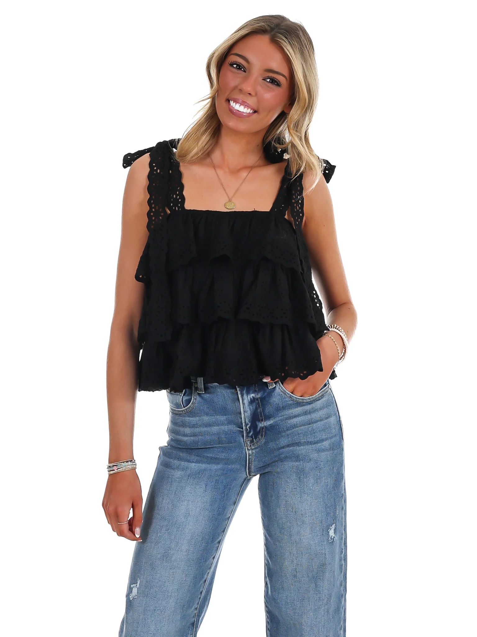 Glad You're Here Tiered Lace Top - Image 9