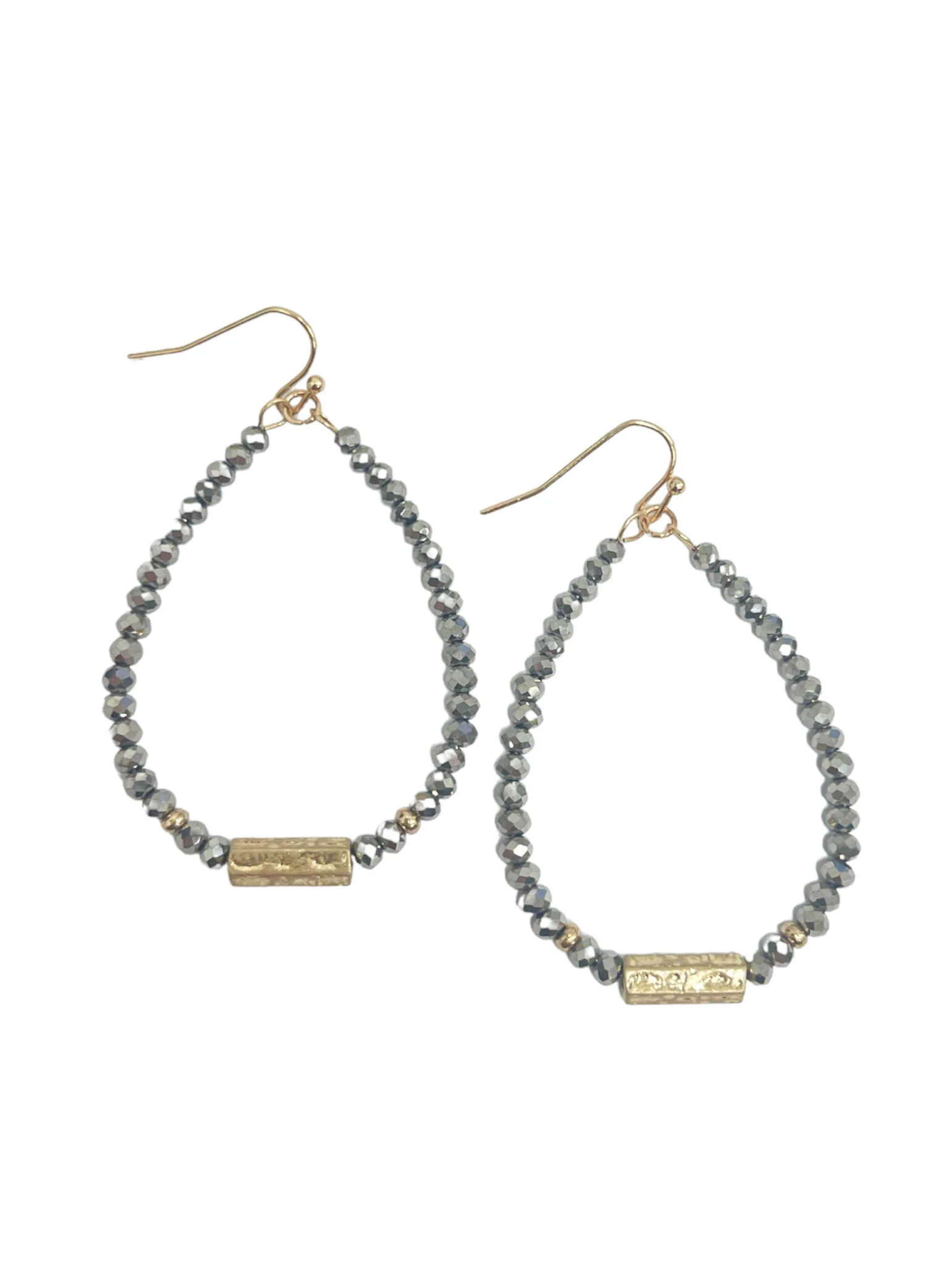 Glass Bead Teardrop Bar Accent Dangle Earring - Image 4