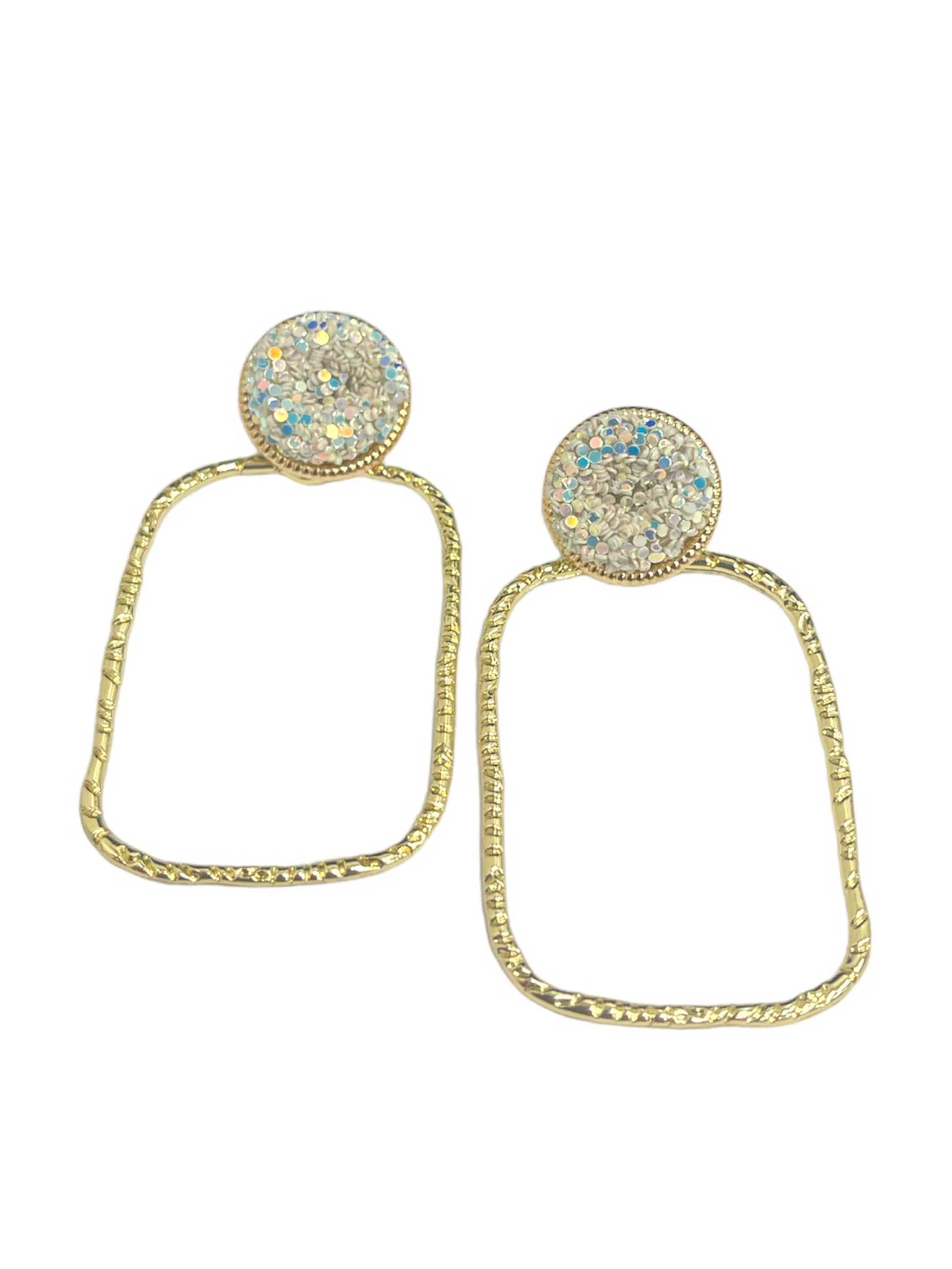 Glitter Rectangle Top Hoops - Image 4
