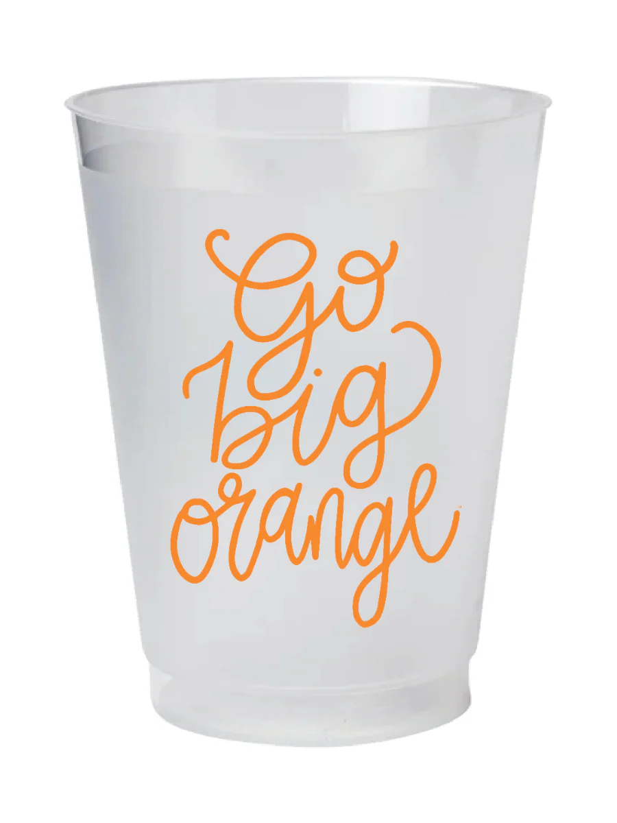 Go Big Orange Script Frosted Cups