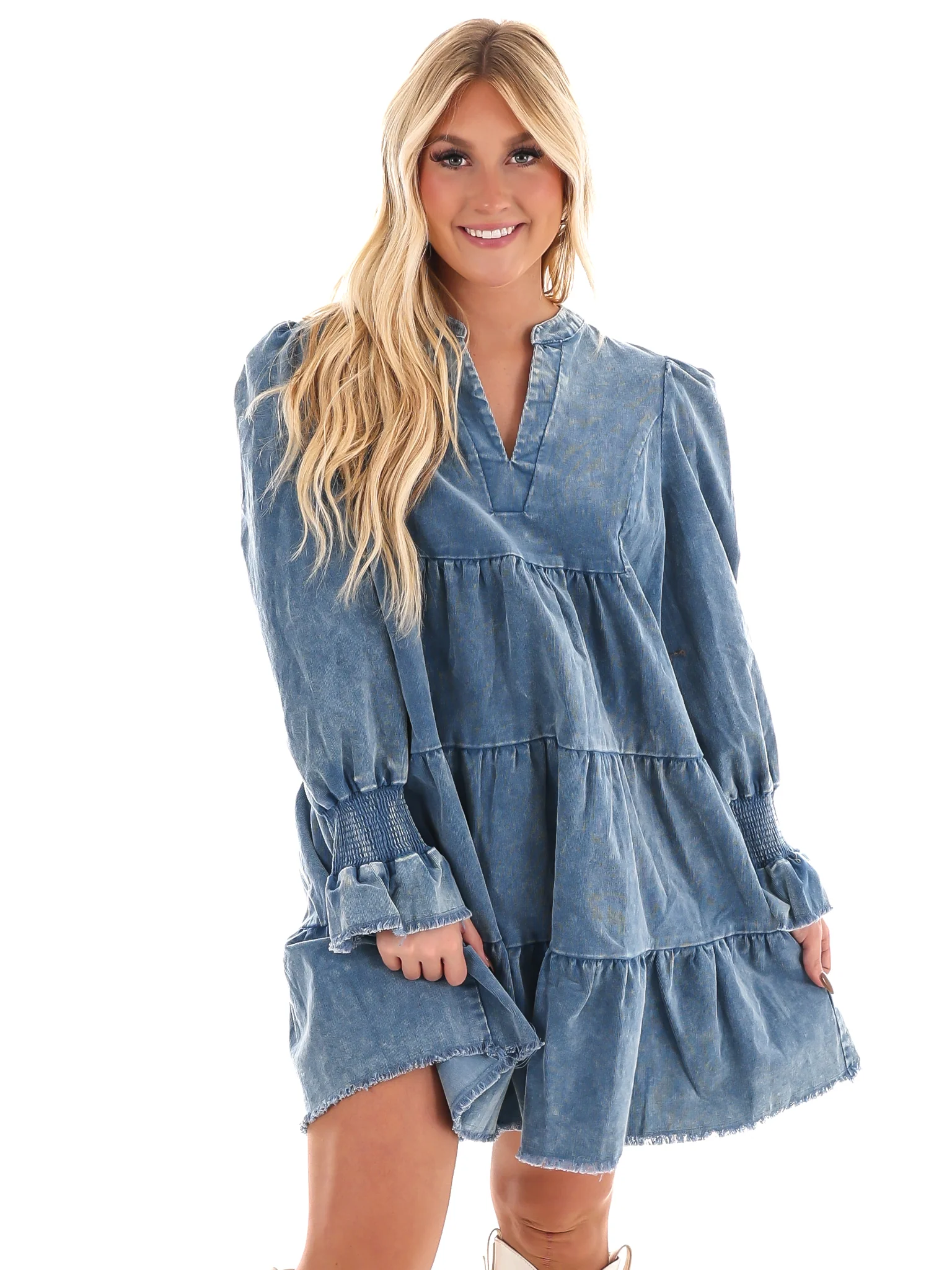 Going Out Again Corduroy V-Neck Dress - Image 11