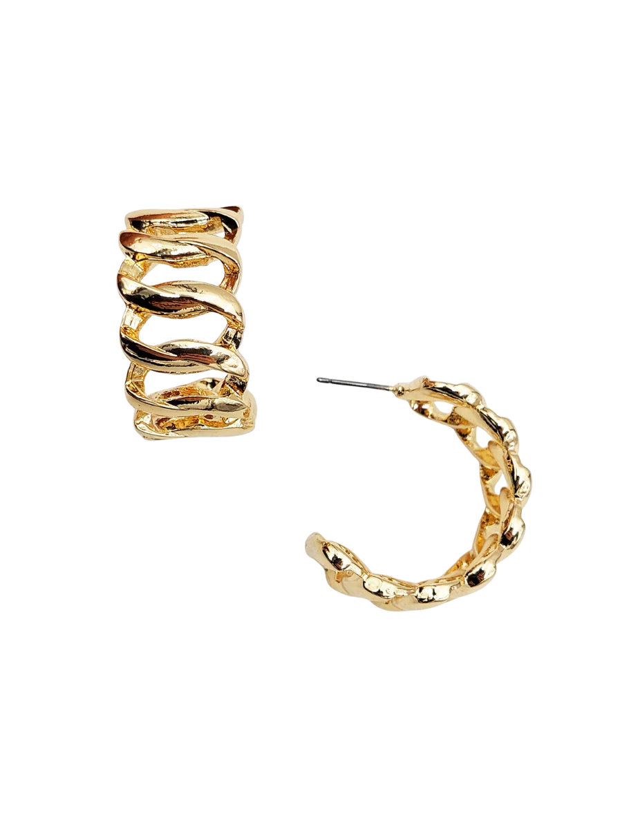 Gold Chainlink Open Hoop Earrings
