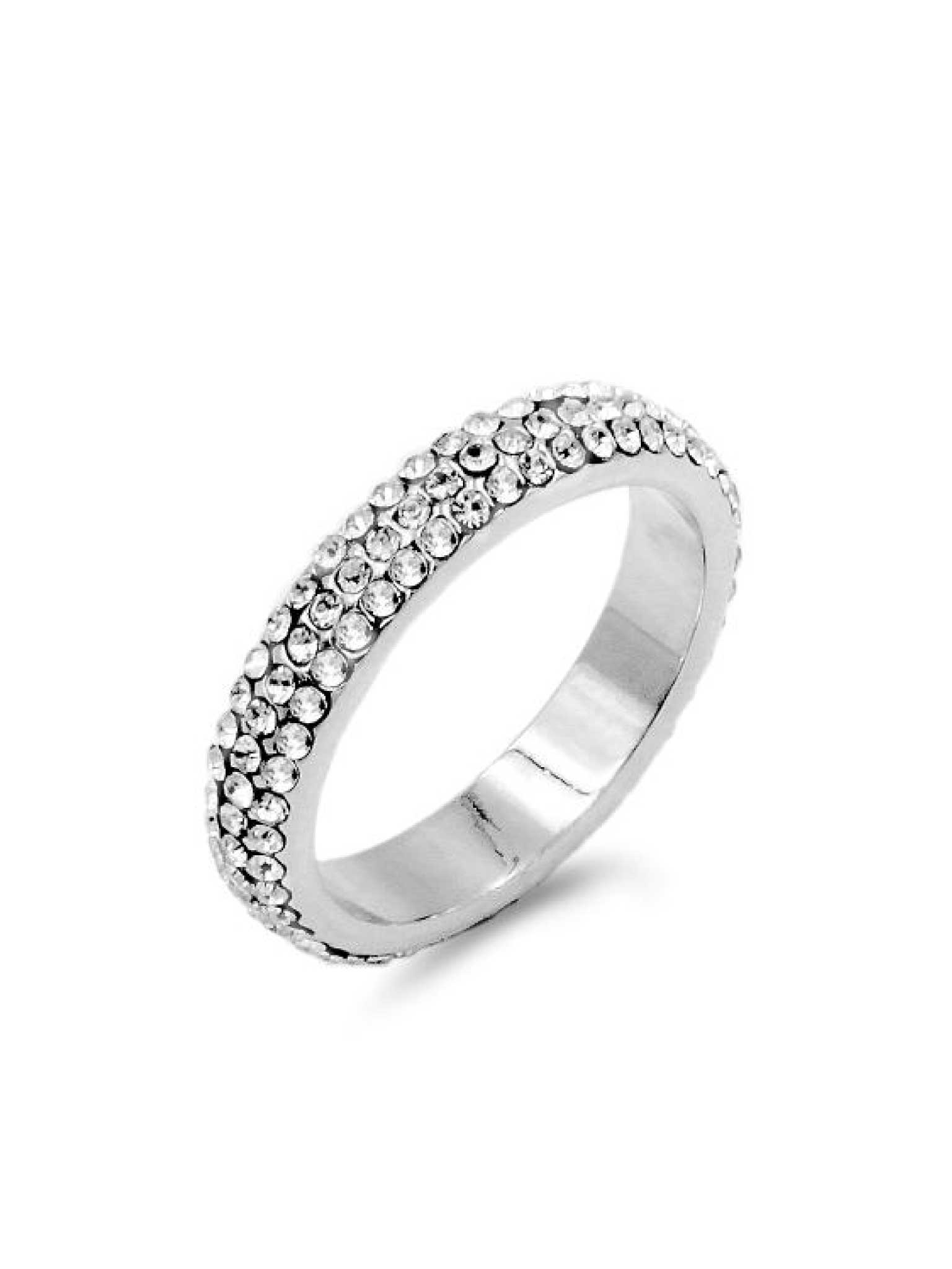 Gold Plated 3-Rows Crystal Band Rings - Image 2