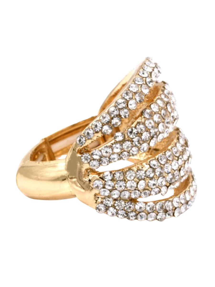 Gold Plated Crystal Stretch Ring