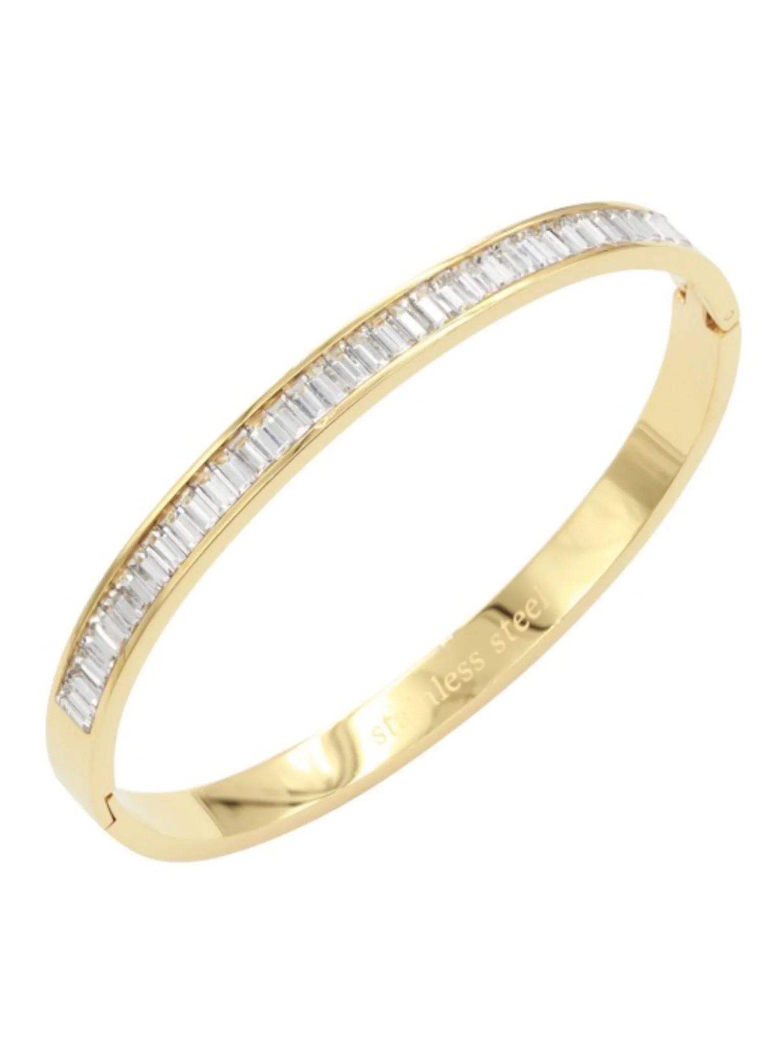Gold Plated Stainless Steel With Clear CZ Bangle Bracelets