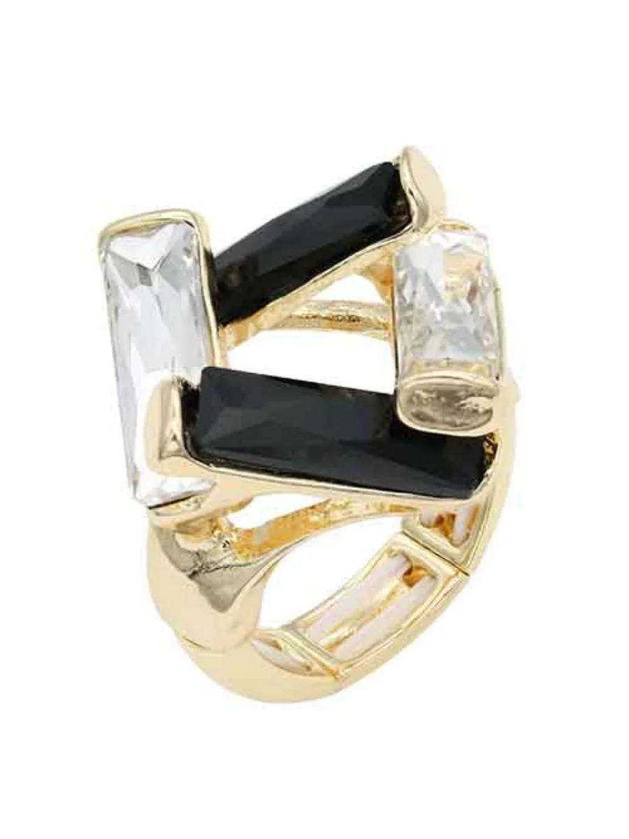Gold Plated Stone Stretch Ring - Image 2