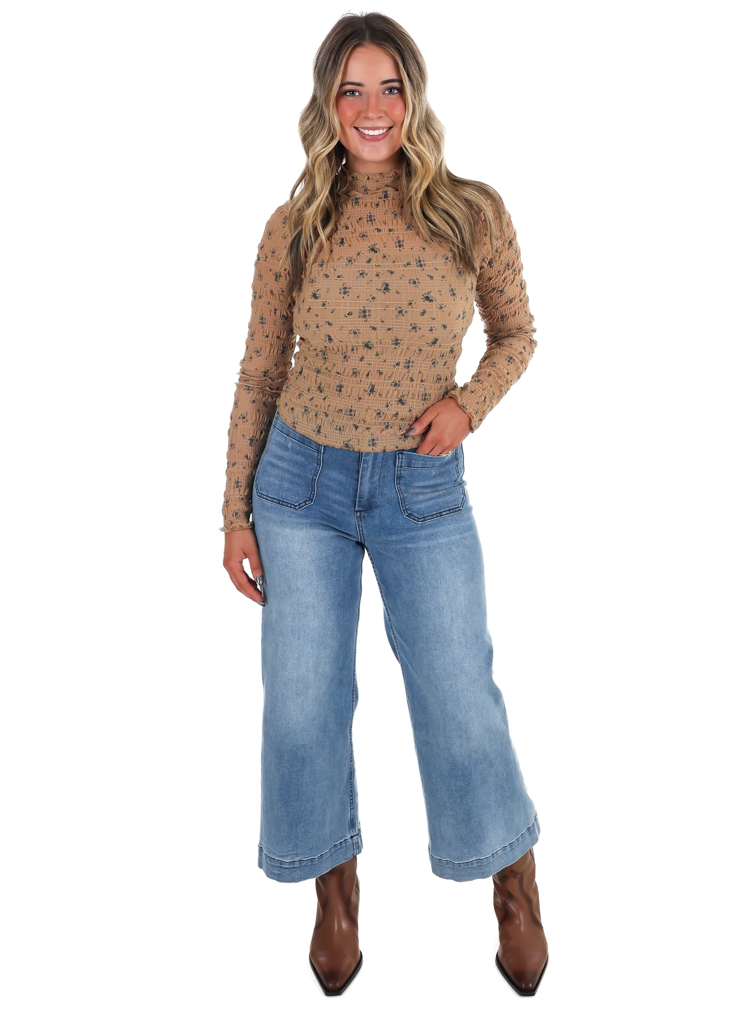 Golden Garden Floral Textured Top - Image 2