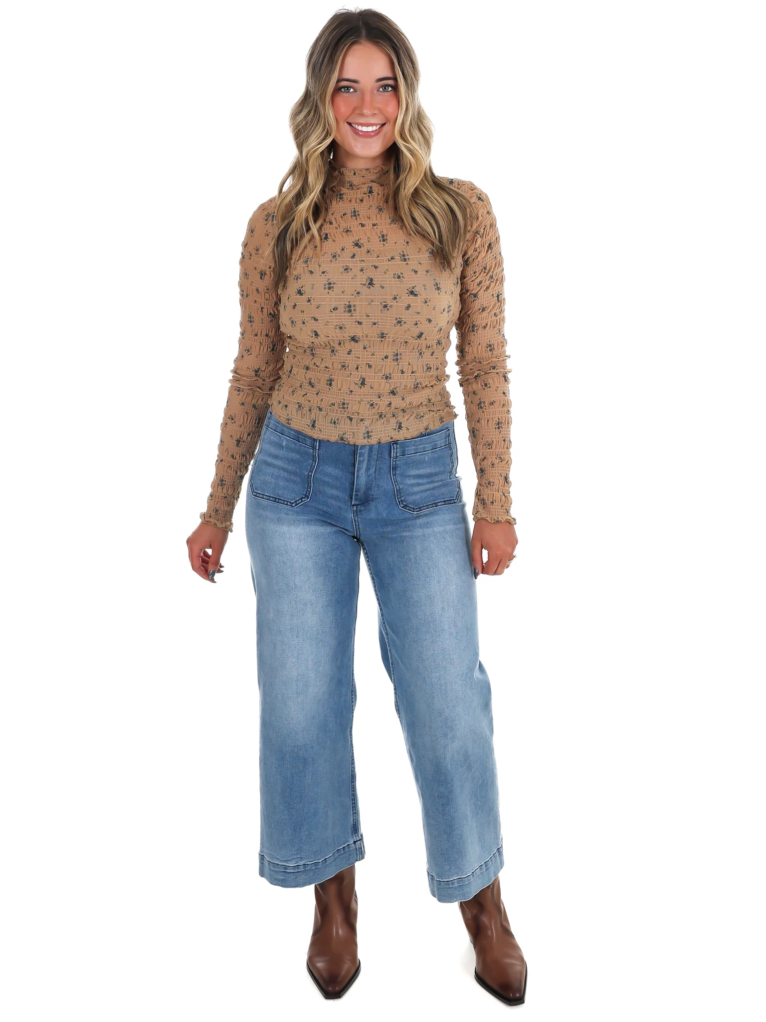 Golden Garden Floral Textured Top - Image 4