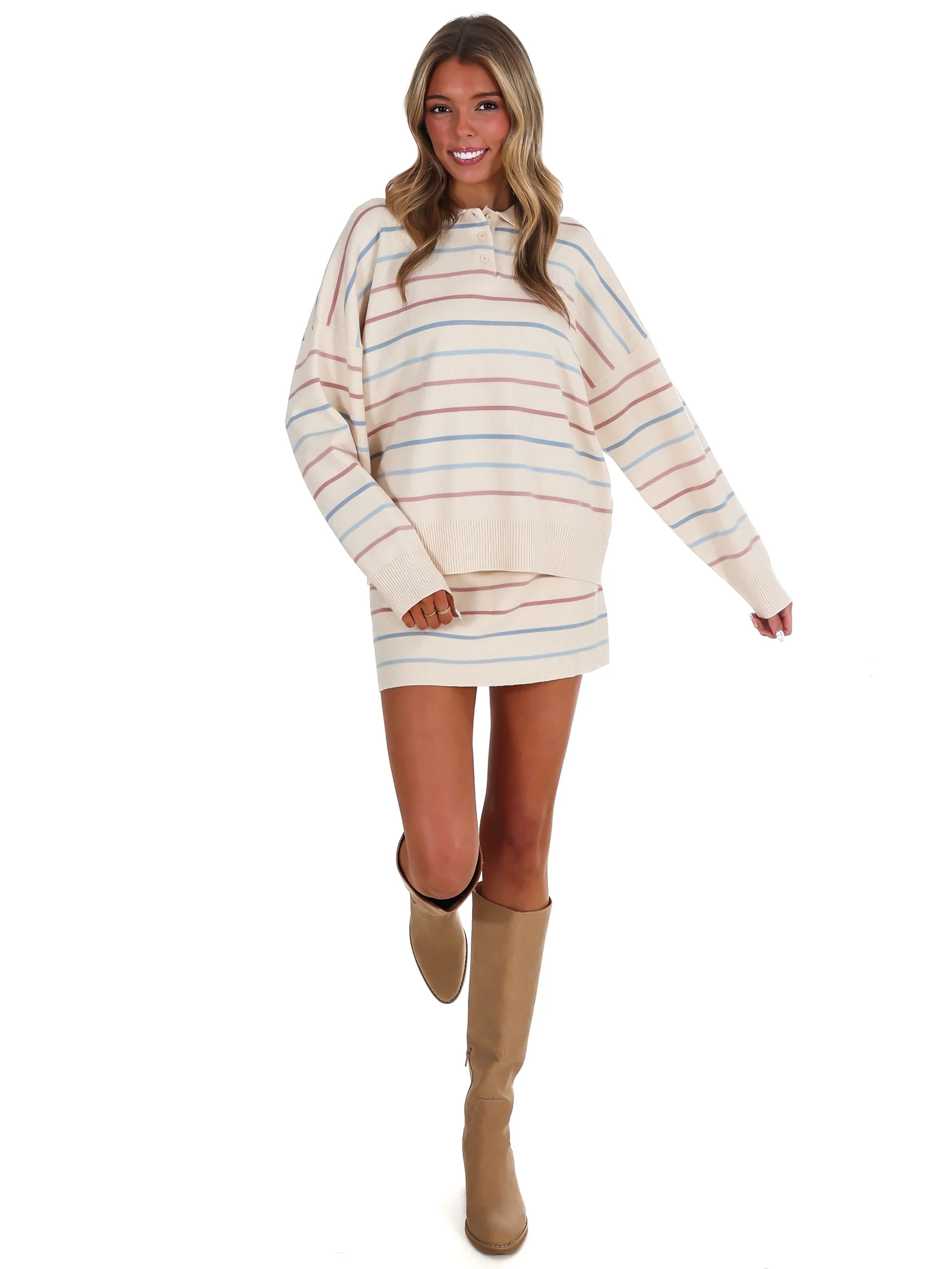 Good Fit Stripe Sweater Two Piece Set - Image 2