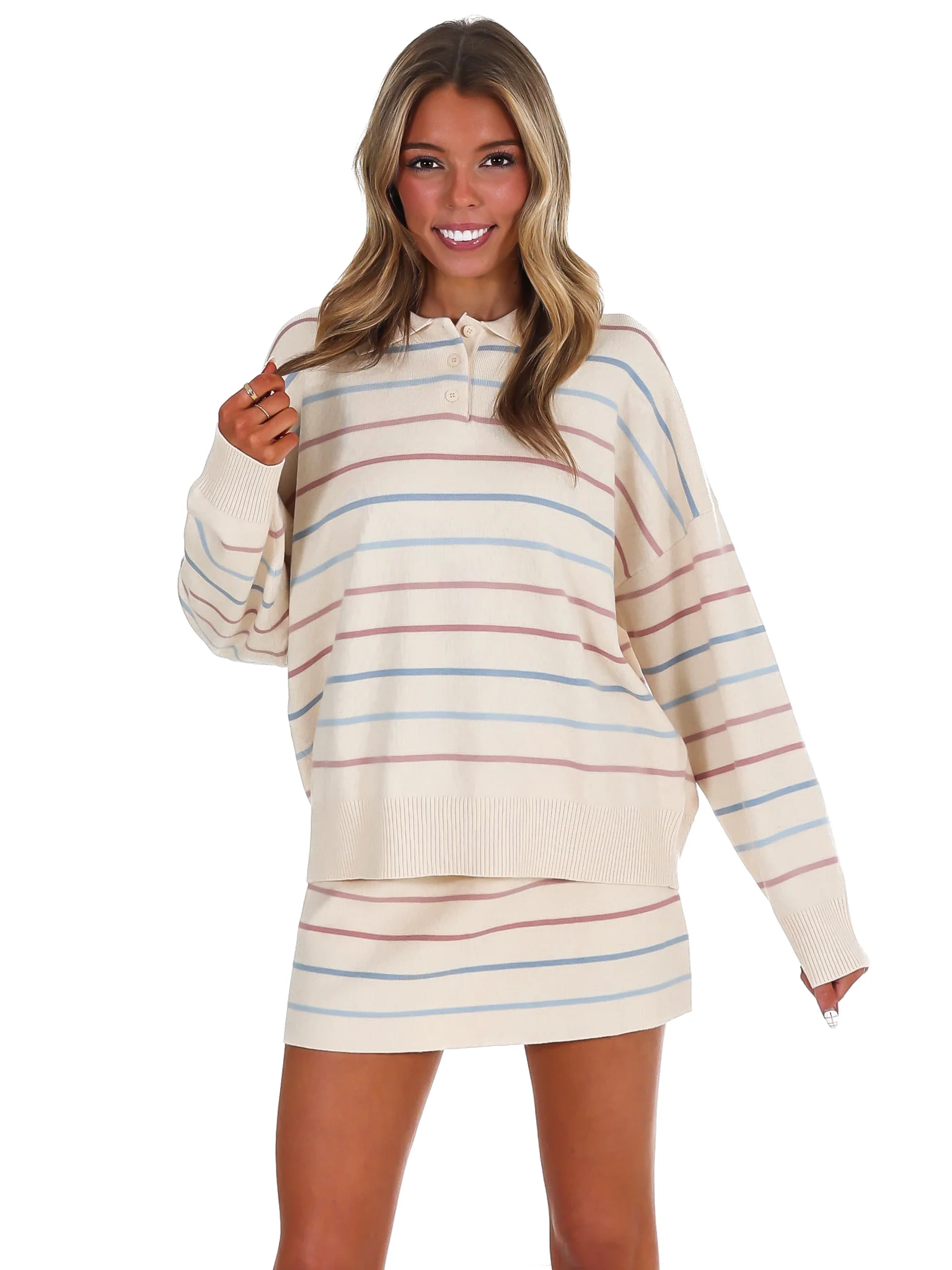 Good Fit Stripe Sweater Two Piece Set - Image 3