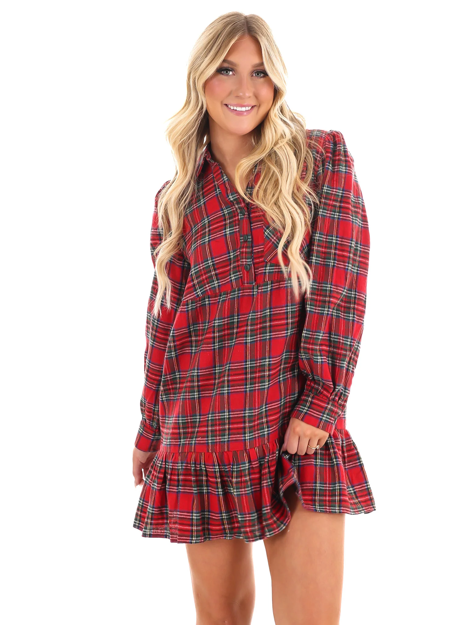 Good Tidings Plaid Shirt Dress - Image 3