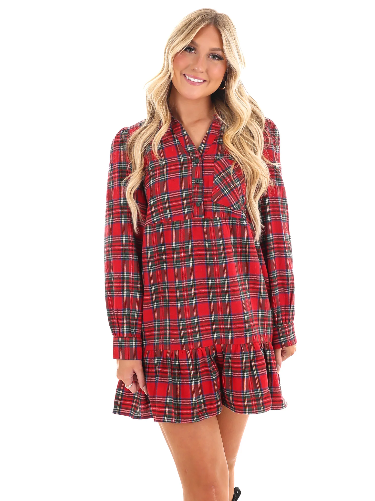 Good Tidings Plaid Shirt Dress - Image 5