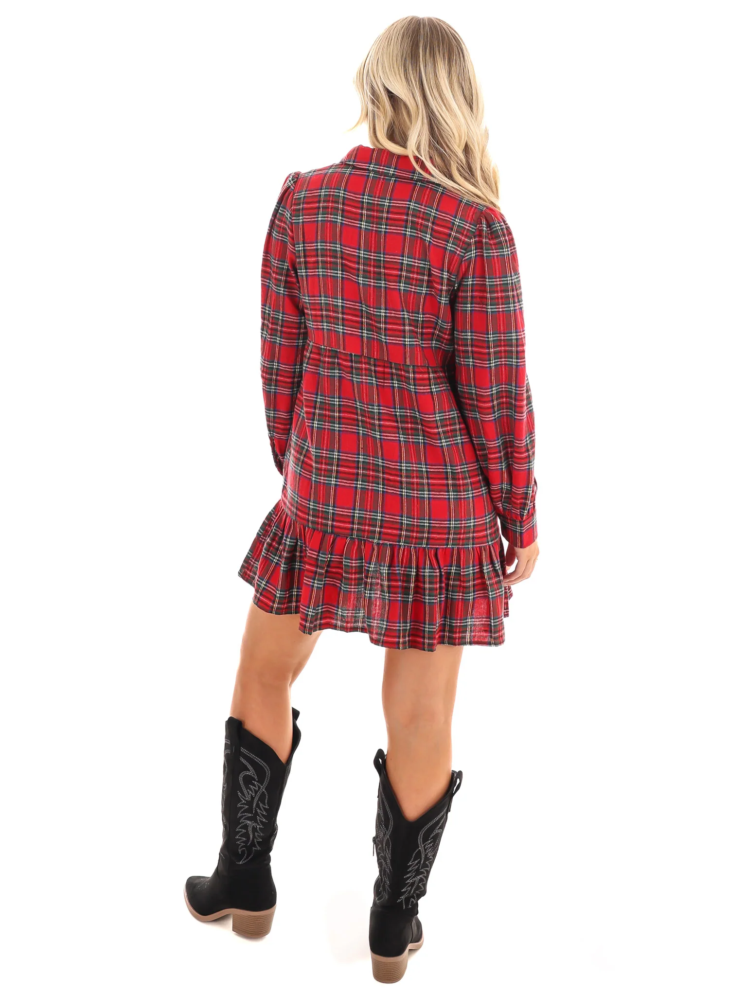 Good Tidings Plaid Shirt Dress - Image 7