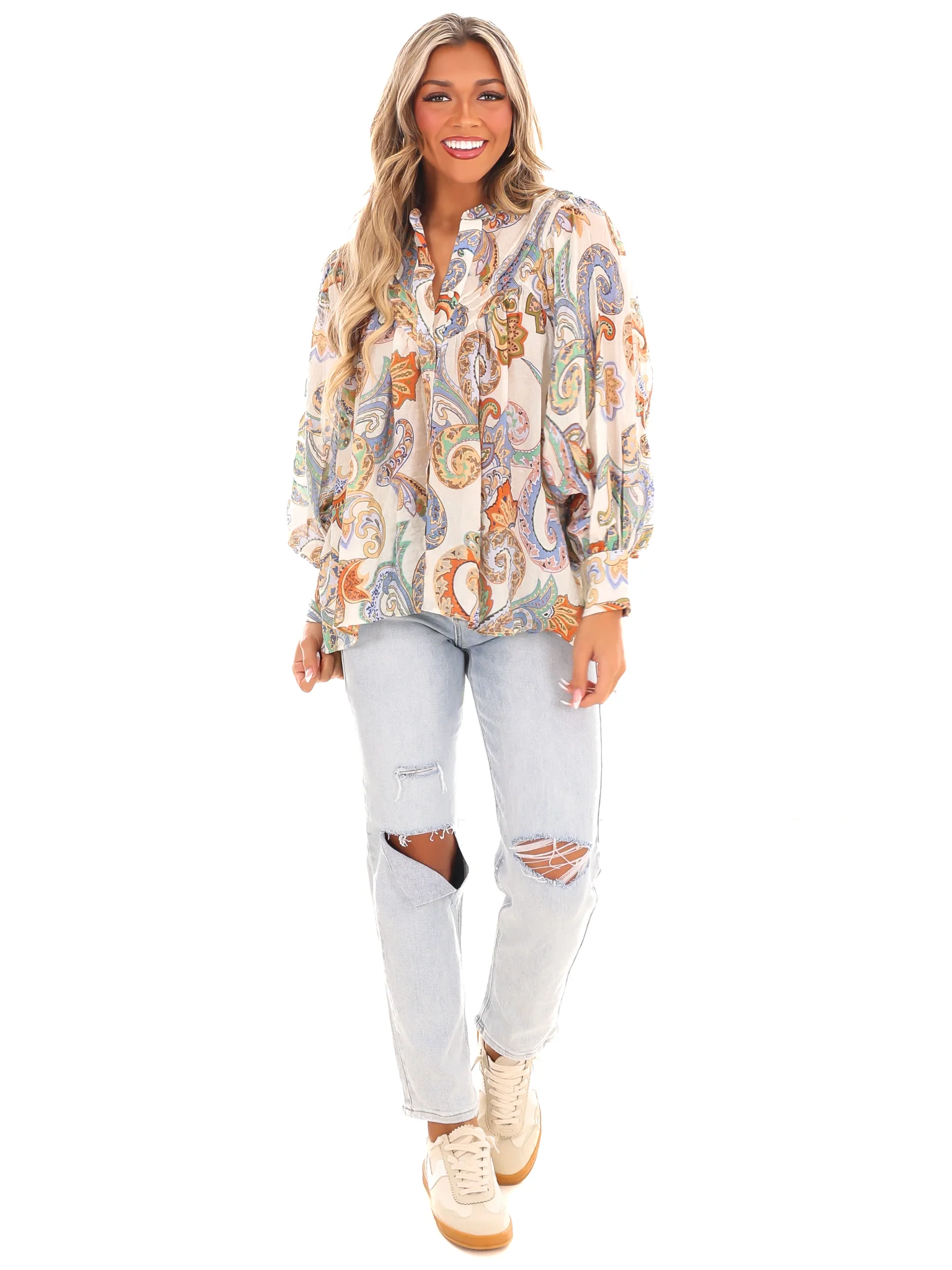 Graceful Beauty Paisley Print Top - Image 13