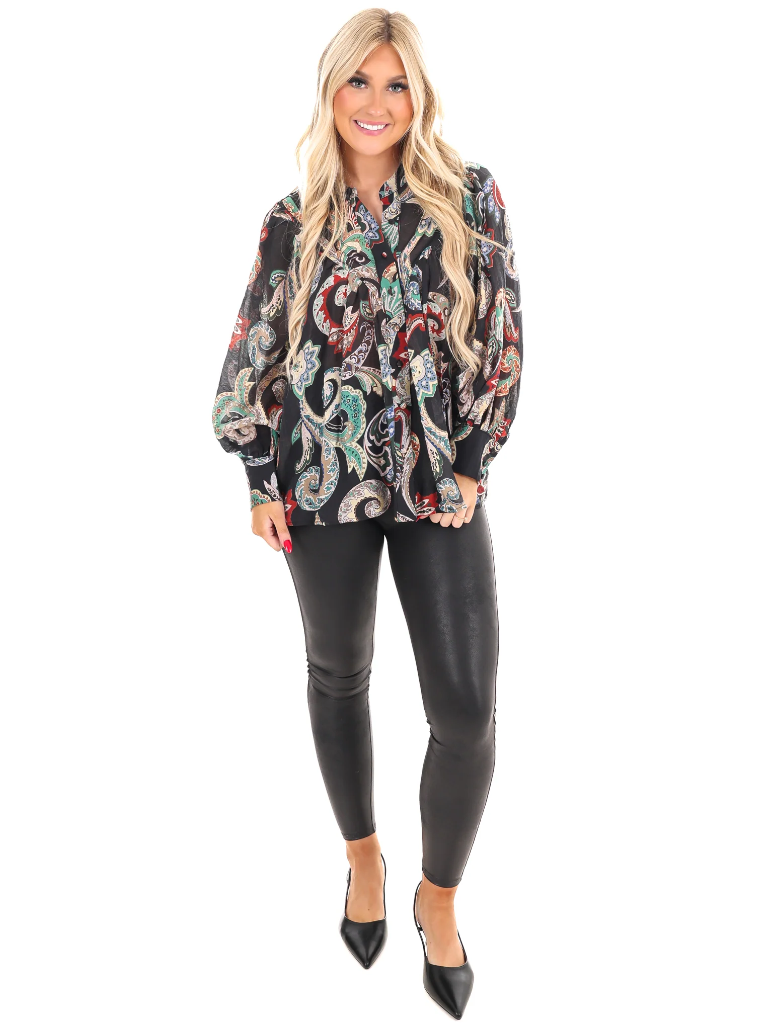 Graceful Beauty Paisley Print Top - Image 2
