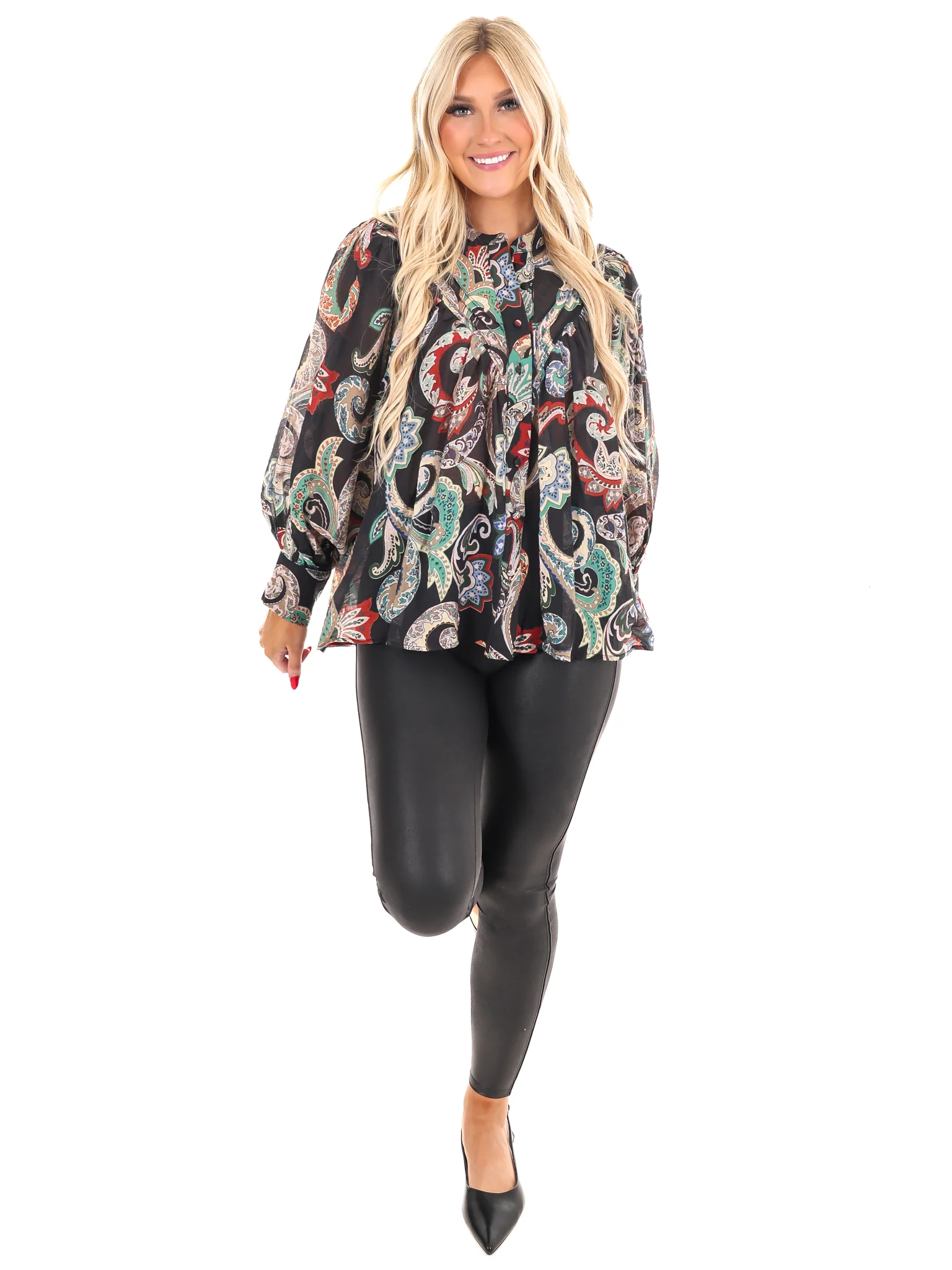 Graceful Beauty Paisley Print Top - Image 6