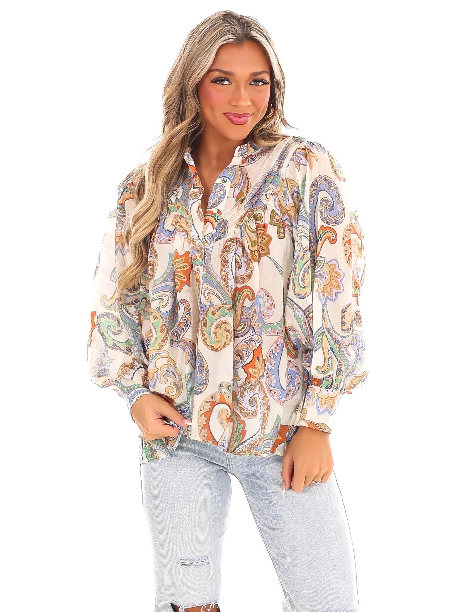Graceful Beauty Paisley Print Top - Image 8