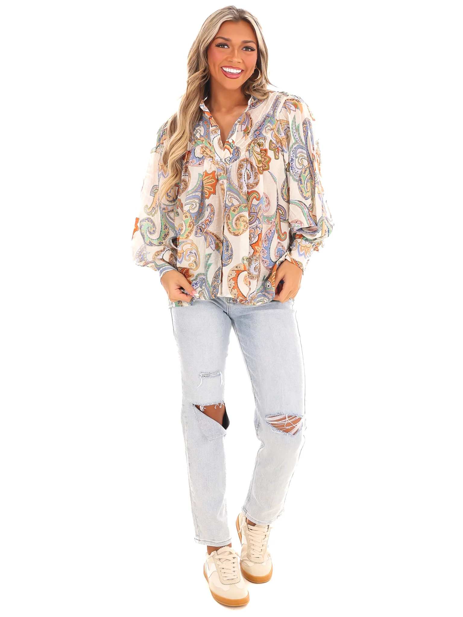 Graceful Beauty Paisley Print Top - Image 9