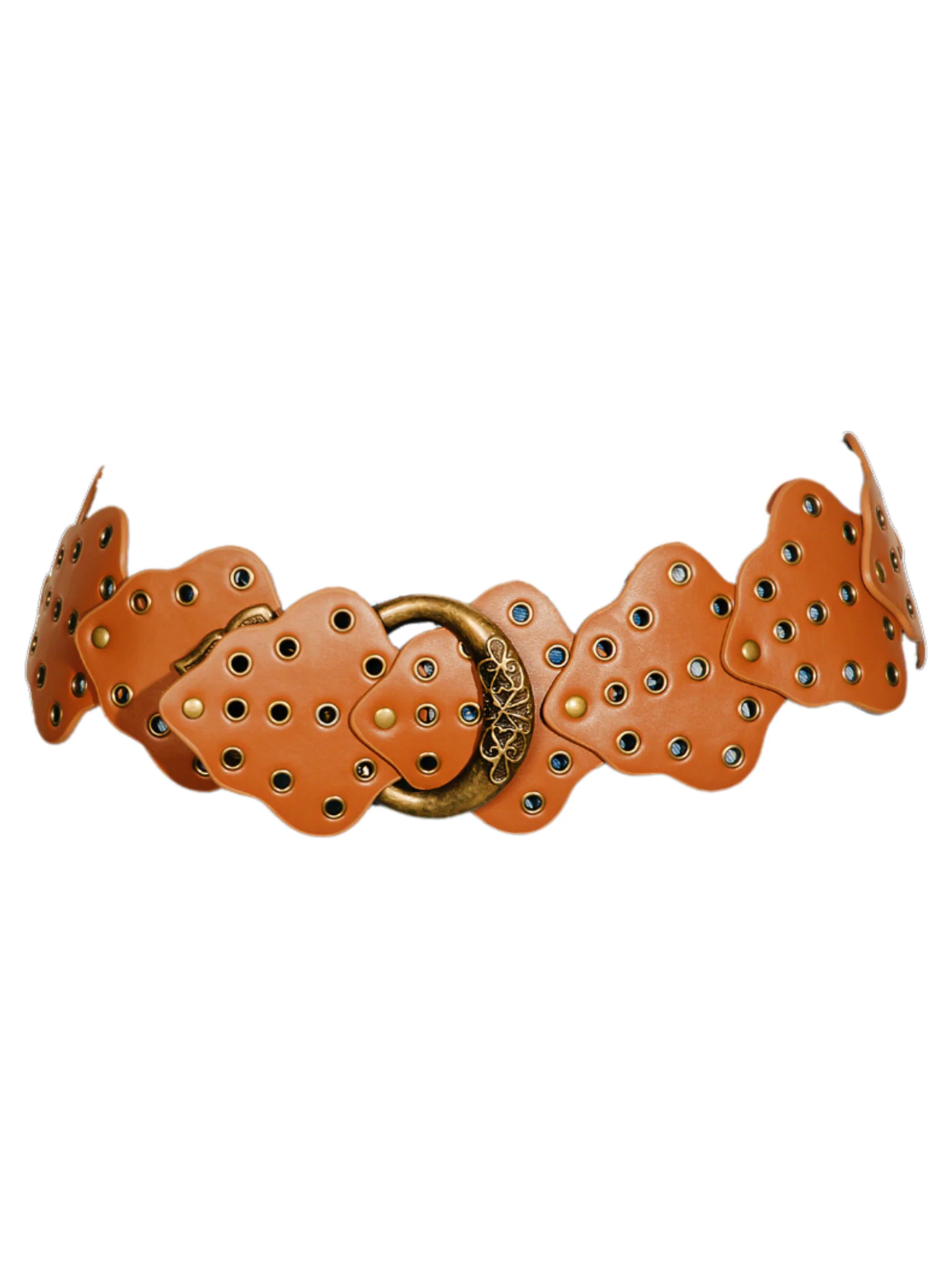 Grommeted Faux Leather Patch Linked Belt - Image 2