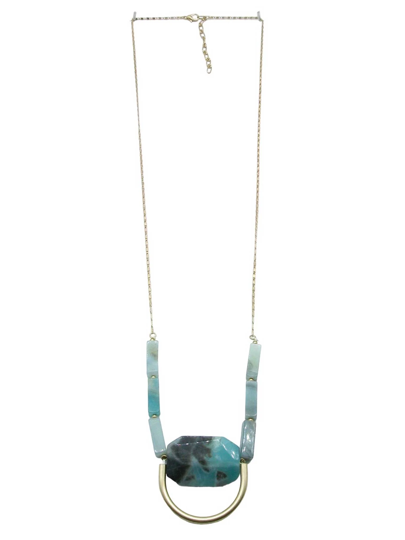 Half Circle Natural Stone Necklace - Image 3
