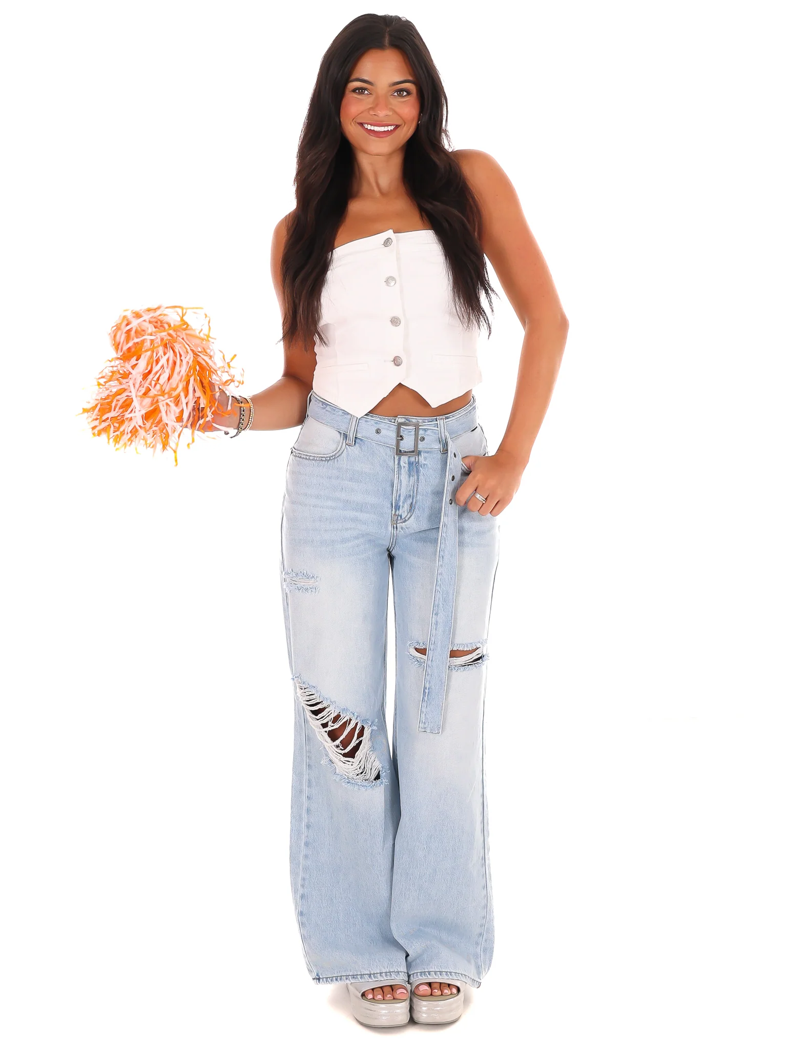 Half of My Hometown Denim Crop Top - Image 6