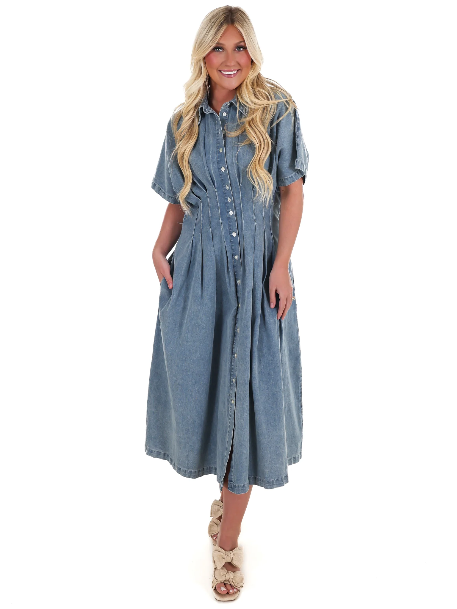 Harbor Light Denim Midi Dress - Image 5