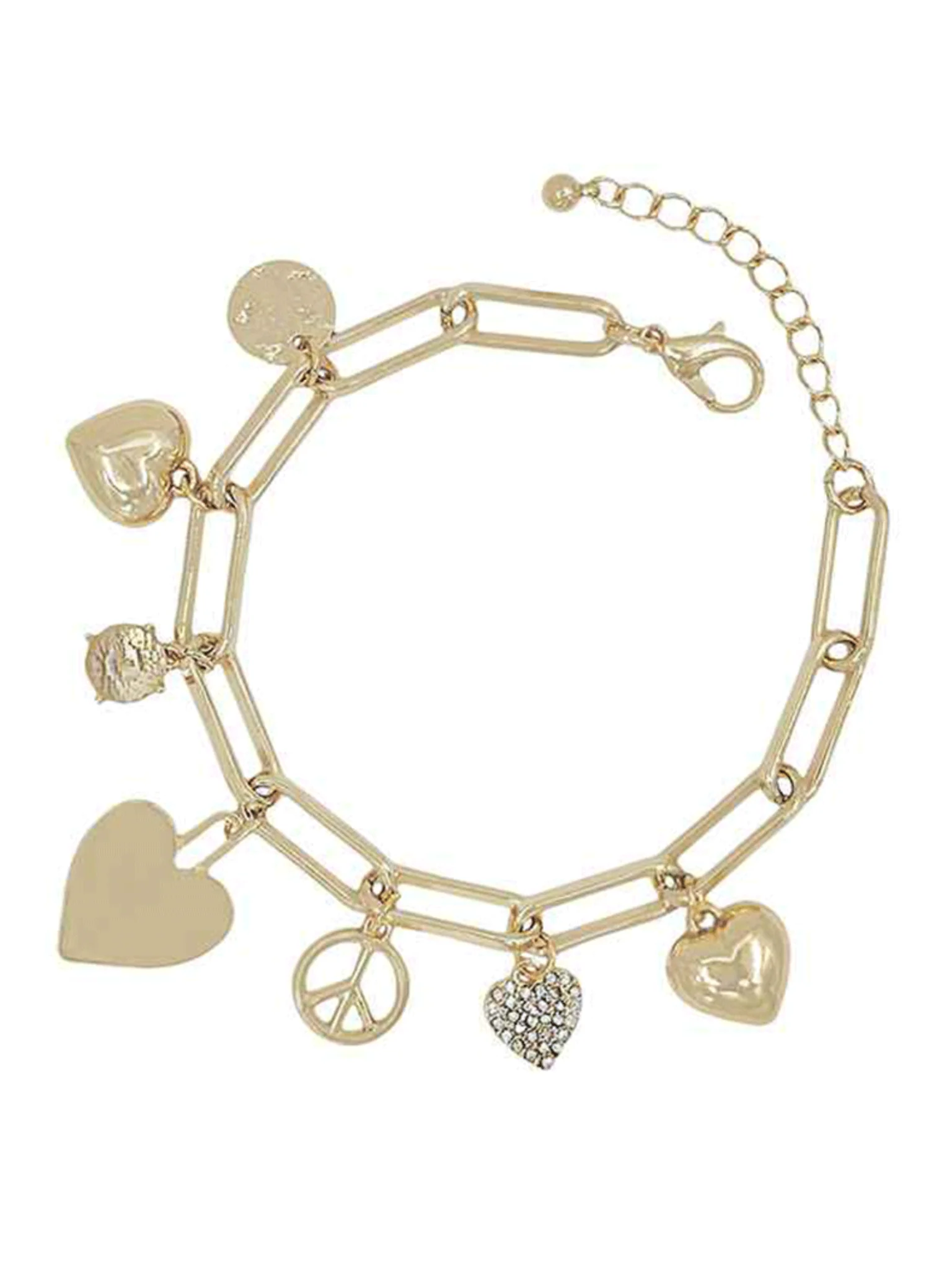 Heart & Crystal Charm Bracelet - Image 2