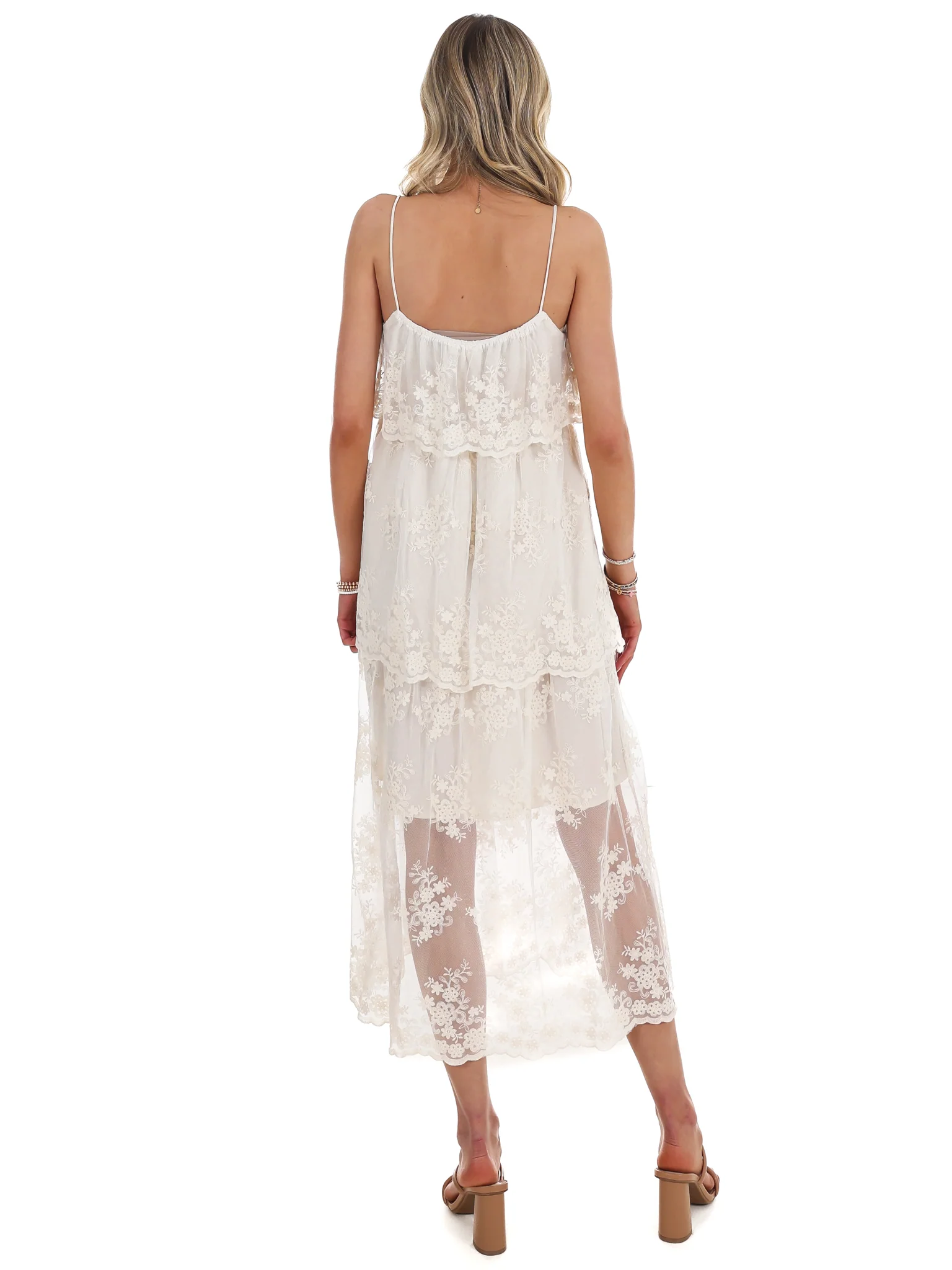 Heirloom Floral Tiered Lace Midi Dress - Image 7