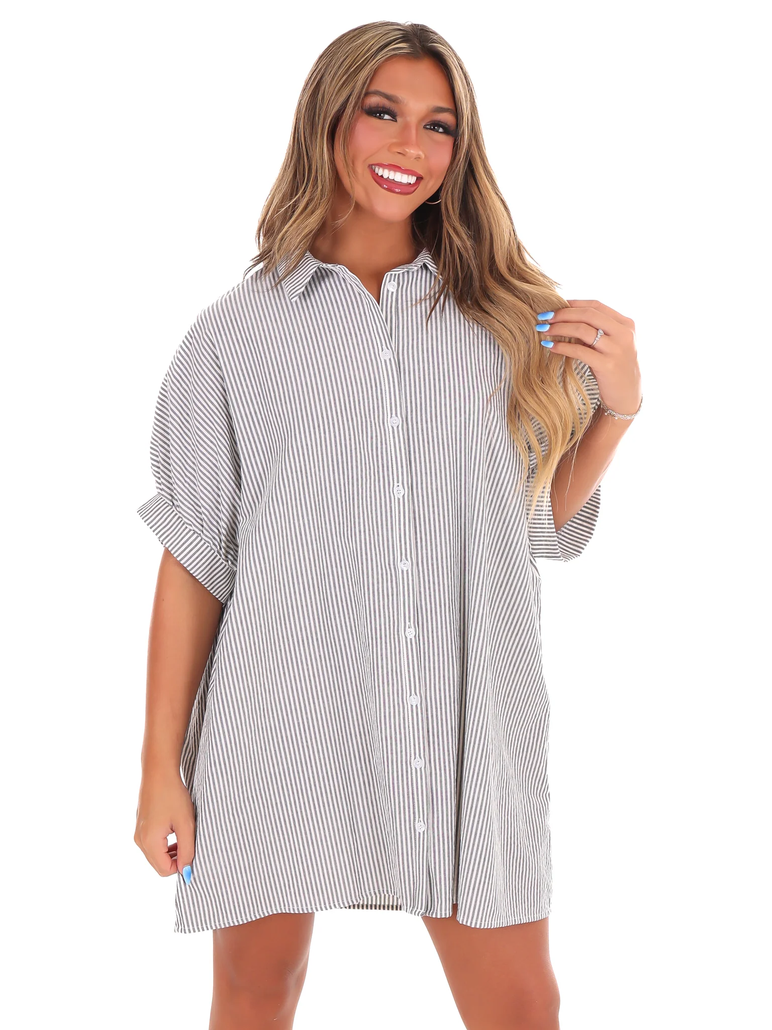 Here We Go Again Oversized Striped Dress - Image 12