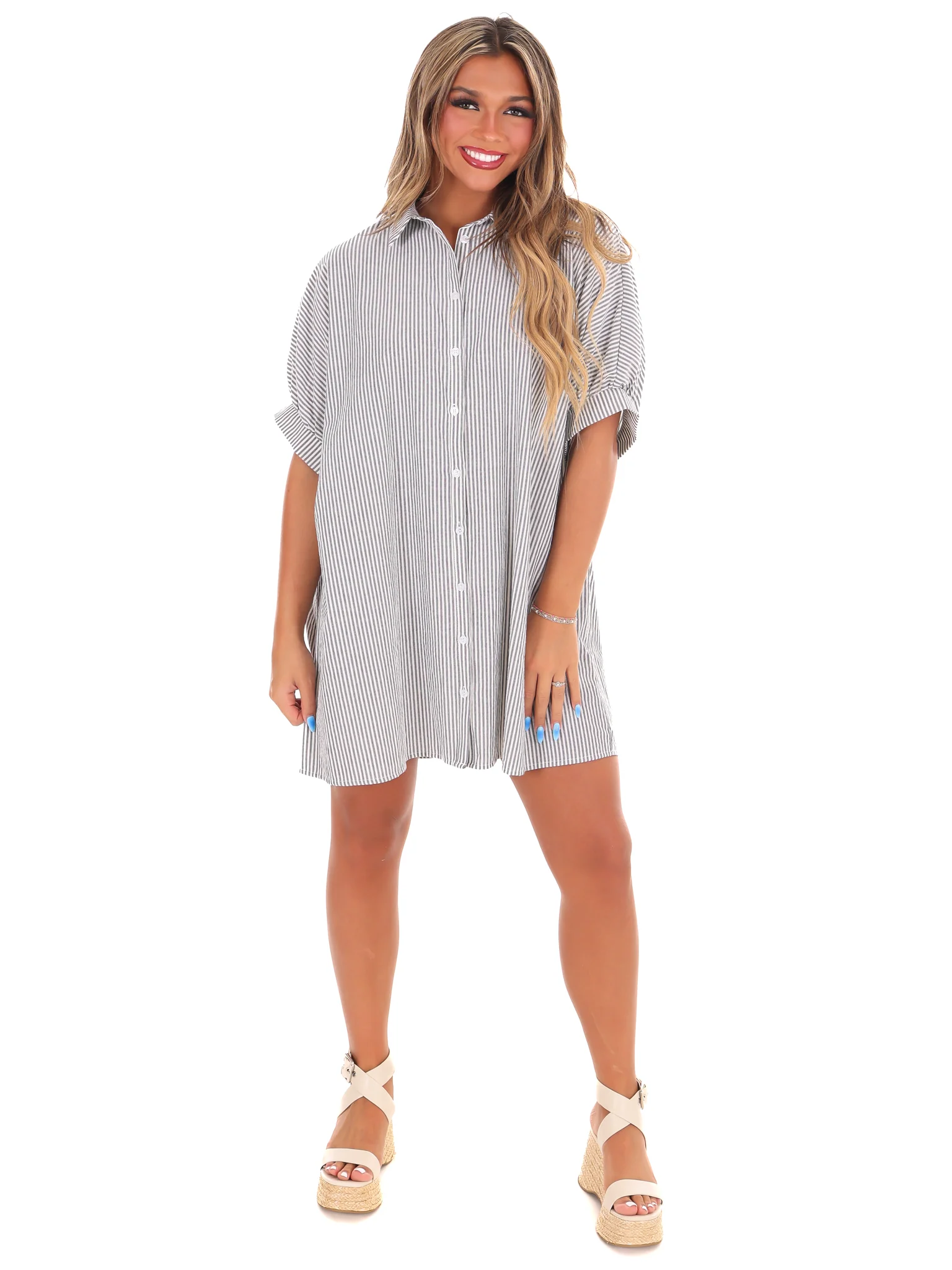 Here We Go Again Oversized Striped Dress - Image 13