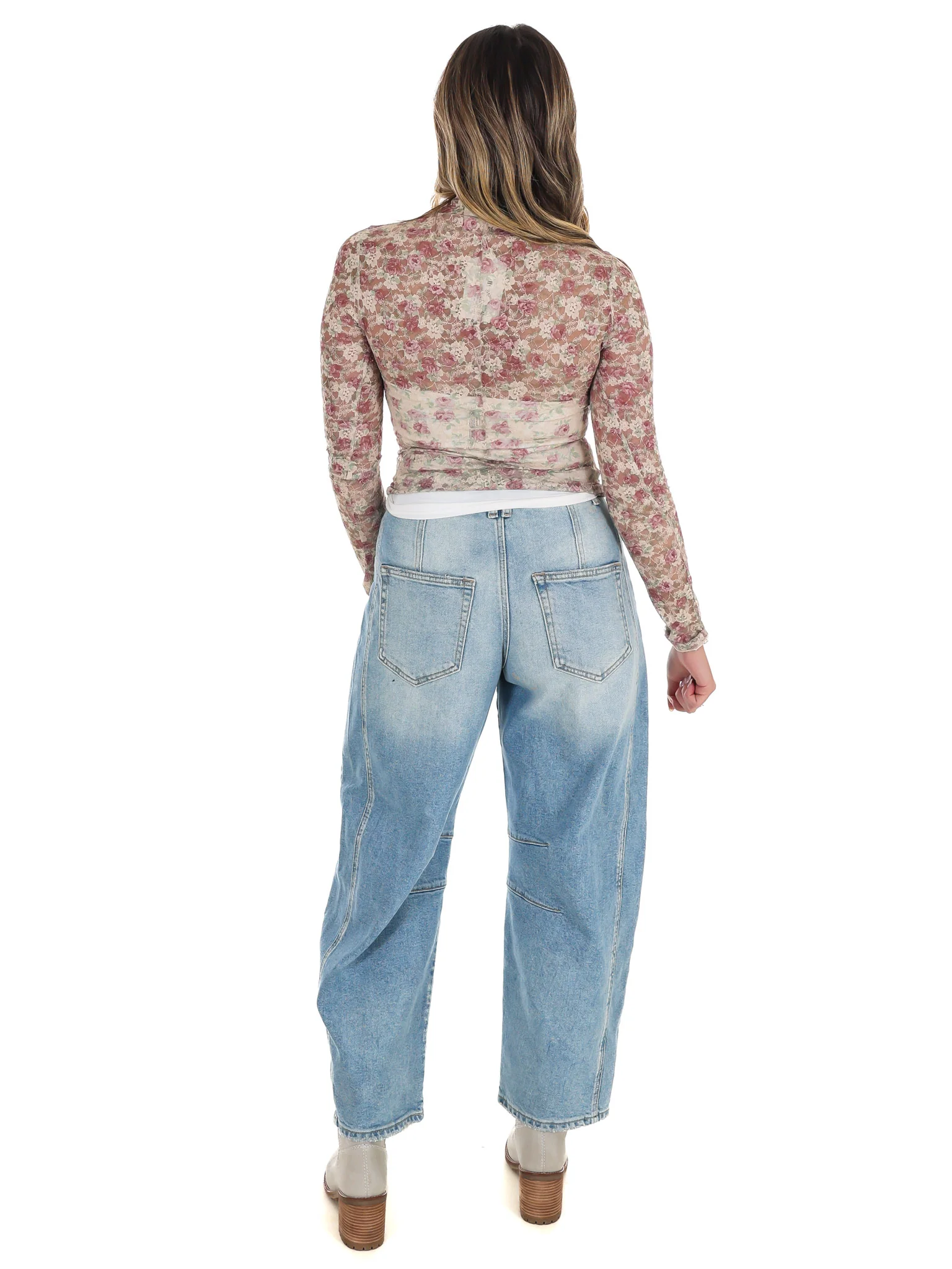 High Neck Sheer Mesh Lace Knit Top - Image 15