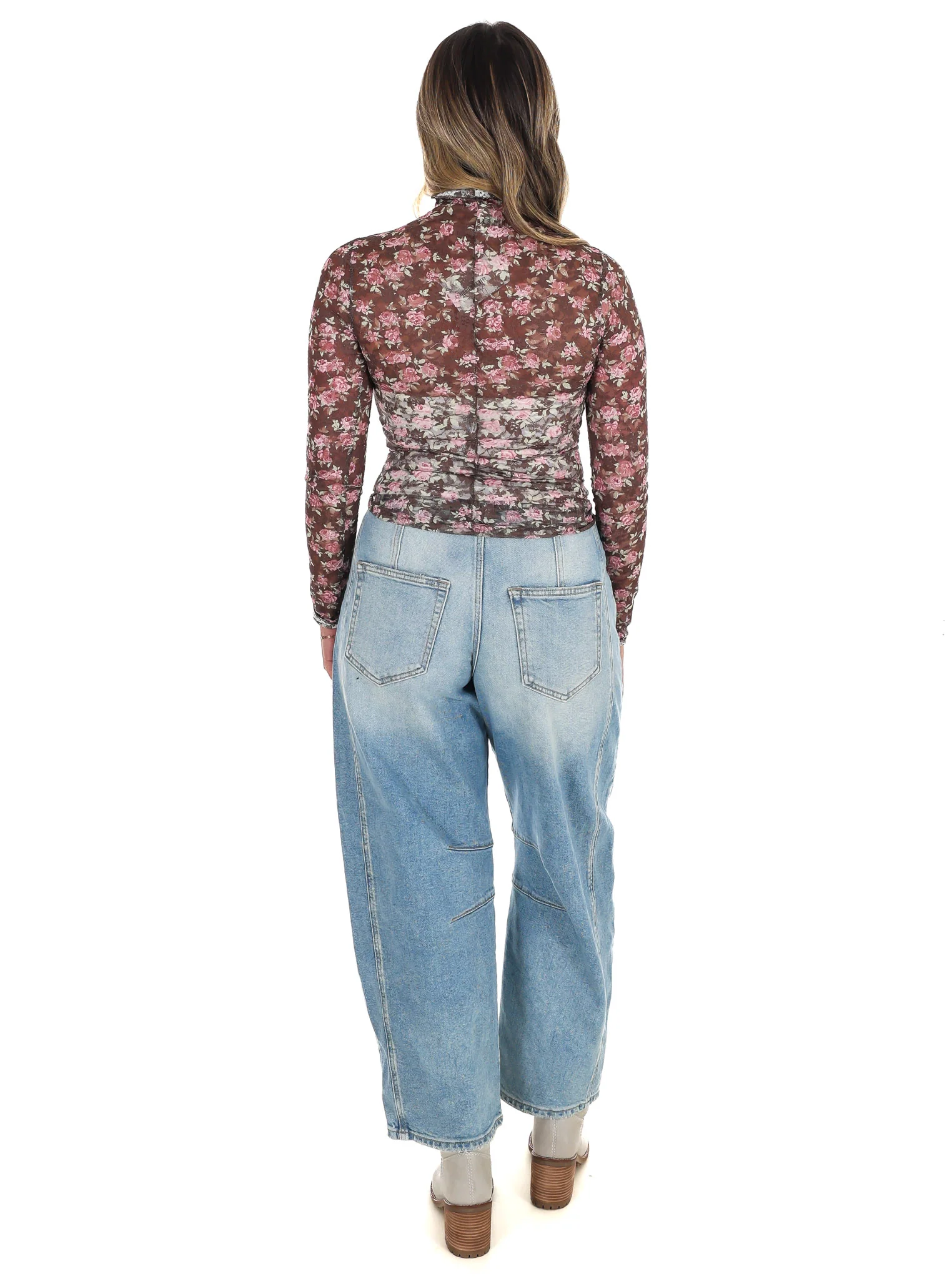 High Neck Sheer Mesh Lace Knit Top - Image 22