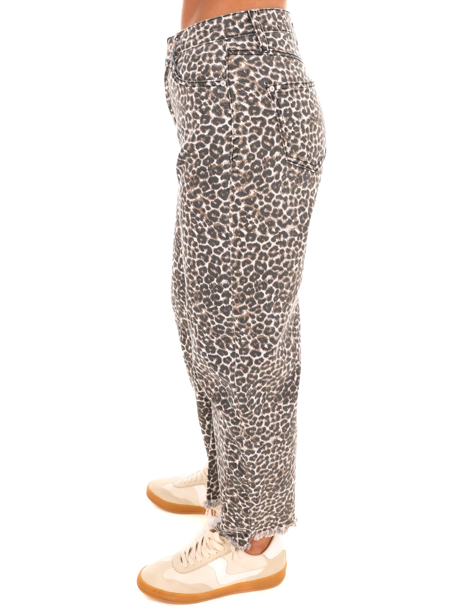 High Rise Leopard Barrel Jeans - Image 2