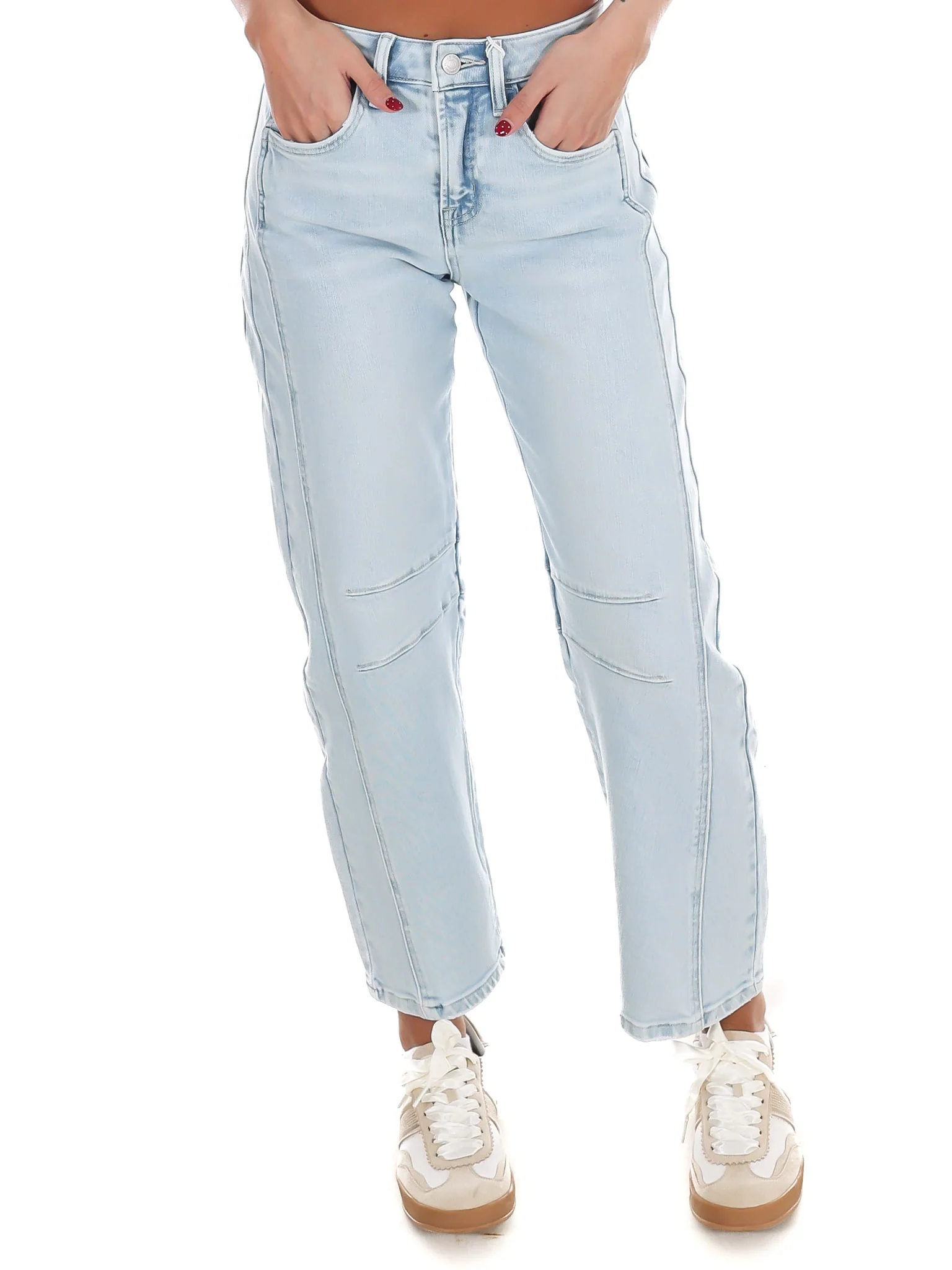 High Rise Light Wash Barrel Leg Jeans