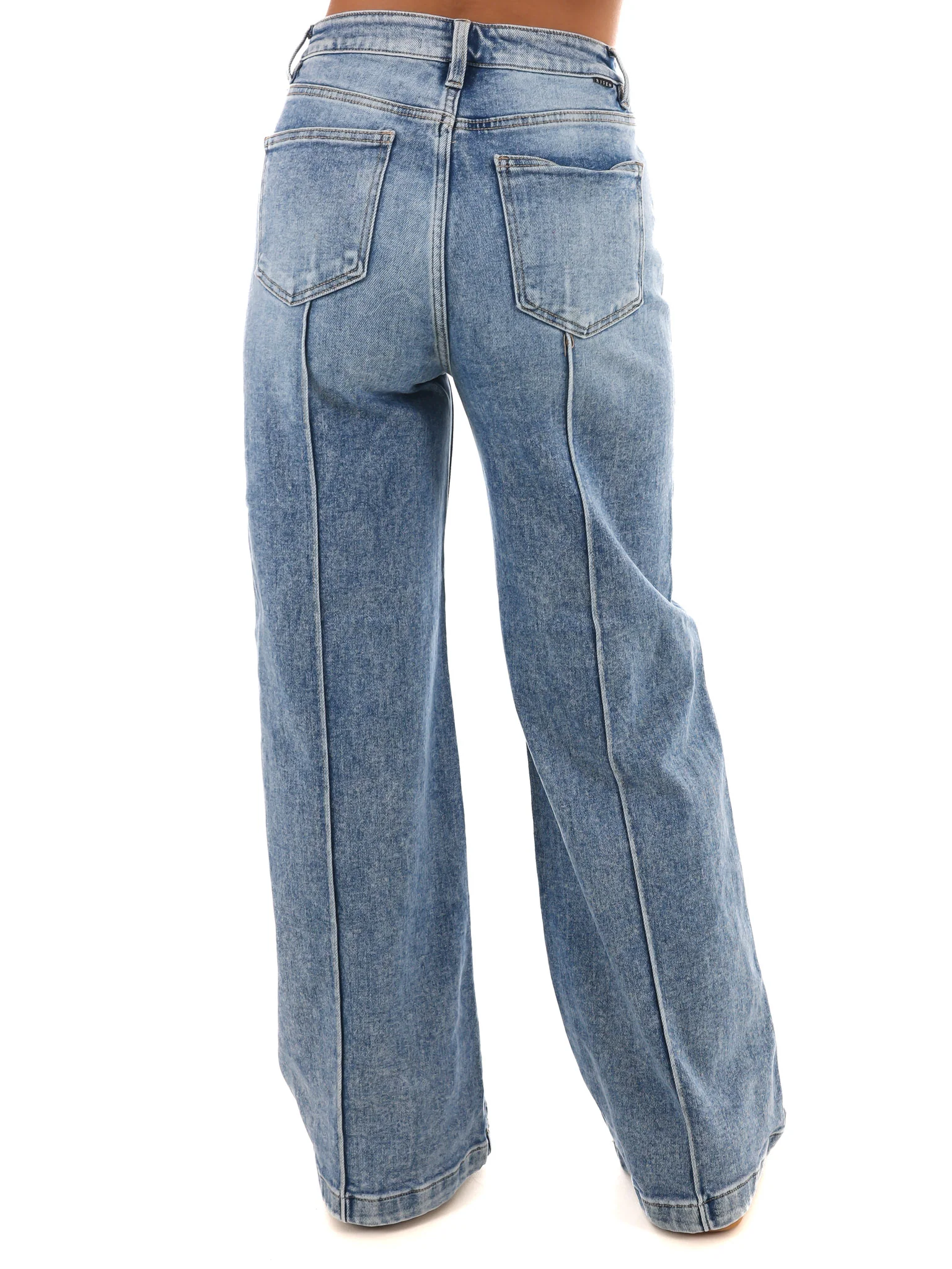 High Waist Pink Tuck Wide Leg Jeans - Image 4