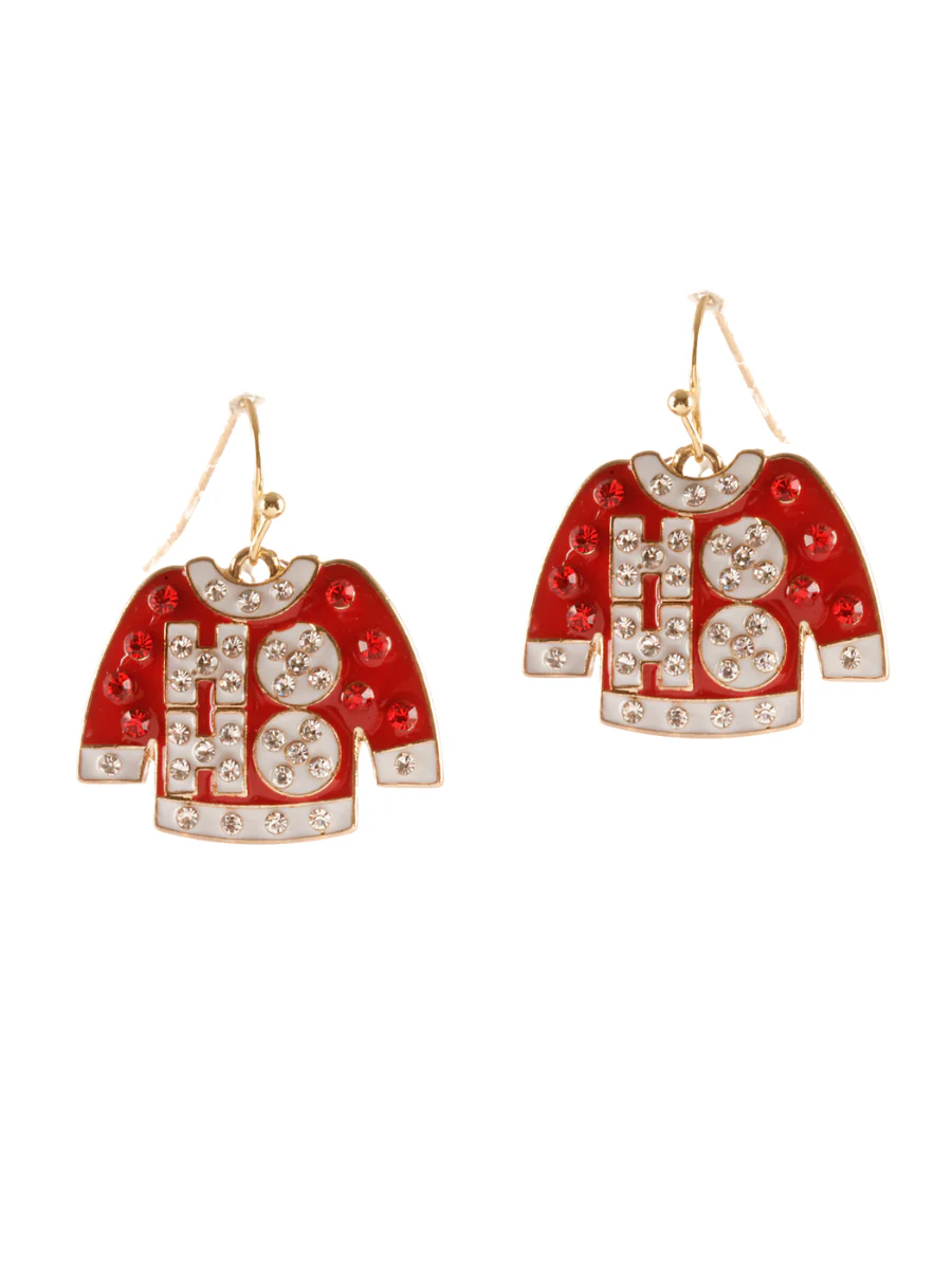 HoHo Christmas Sweater Dangle Earrings