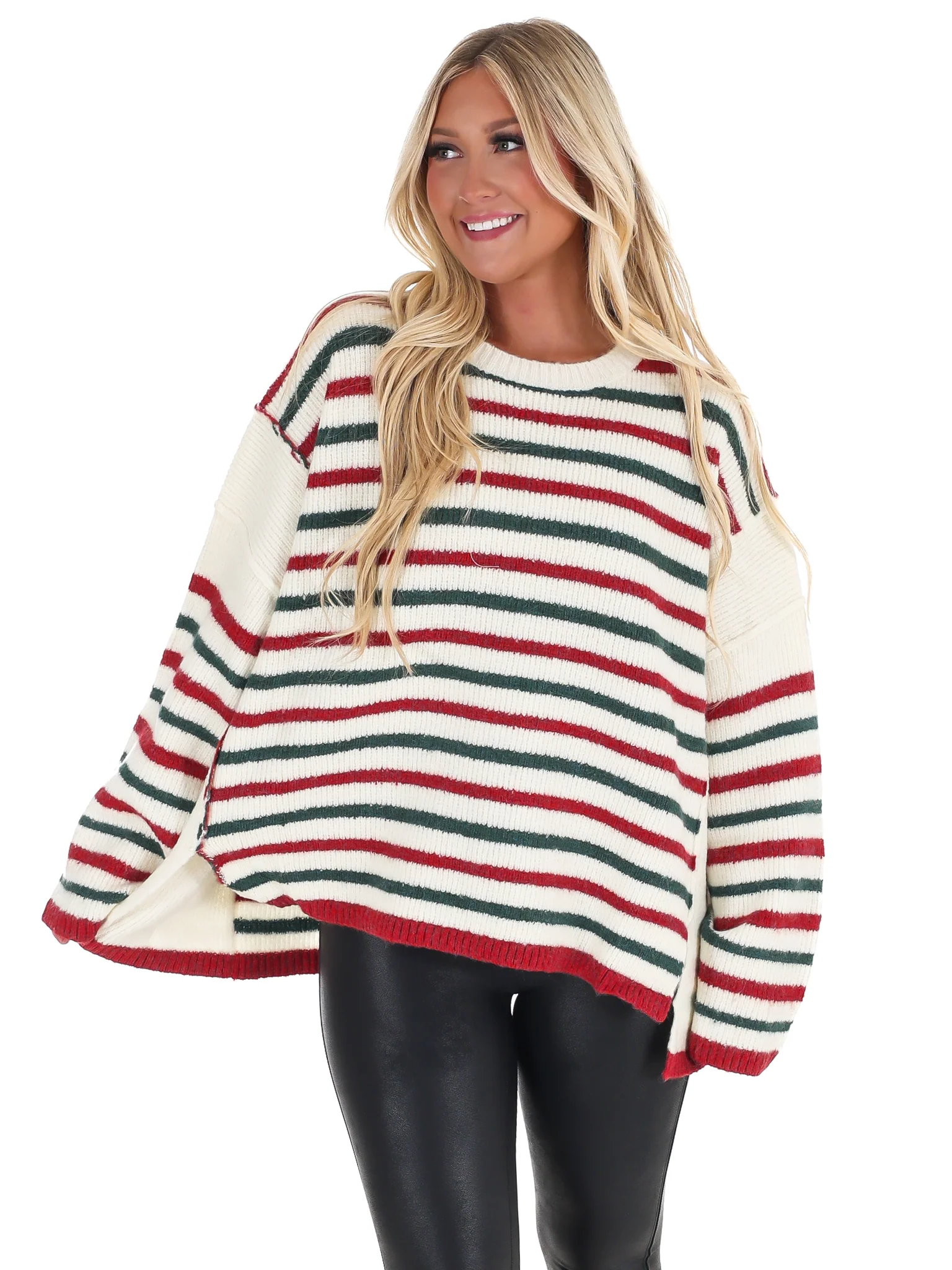 Holiday Parade Stripe Oversized Sweater - Image 5