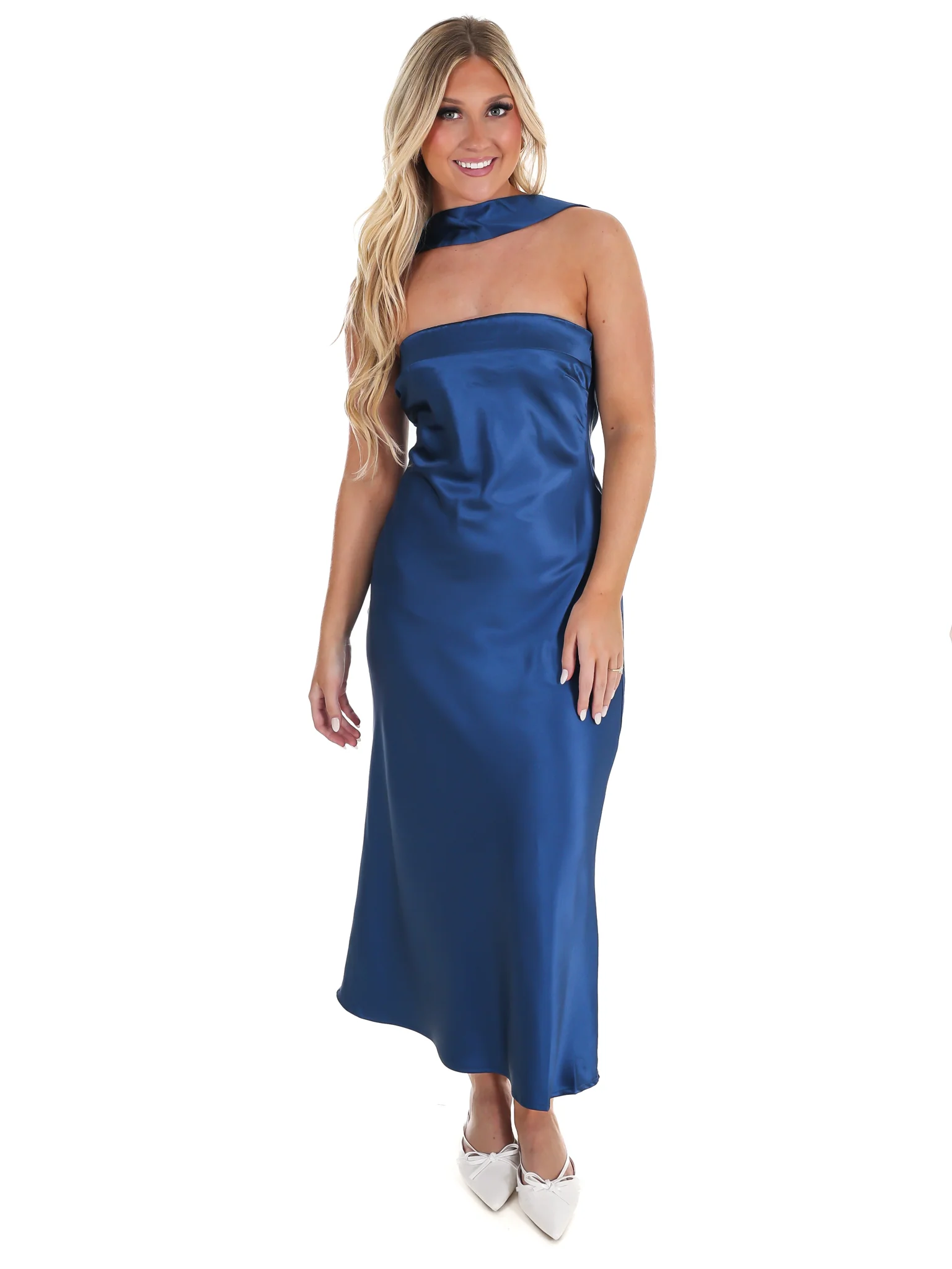 Holiday Party Satin Midi Dress - Image 12