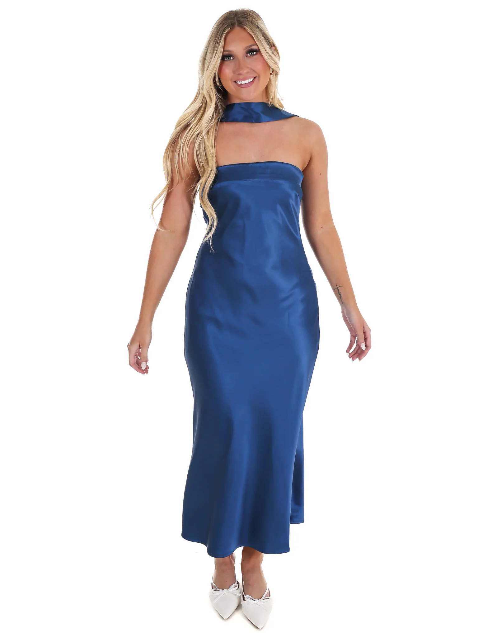 Holiday Party Satin Midi Dress - Image 15