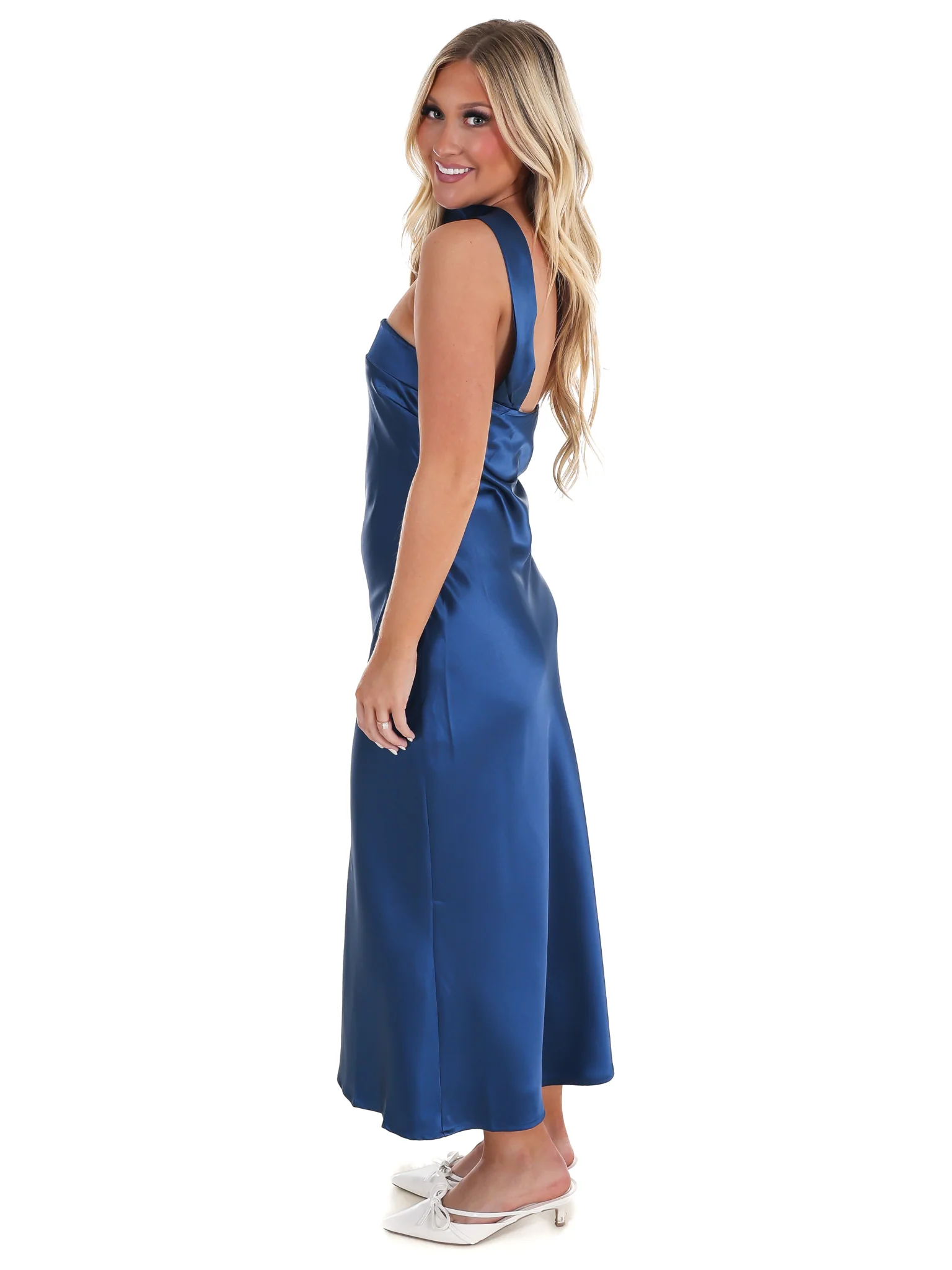 Holiday Party Satin Midi Dress - Image 16