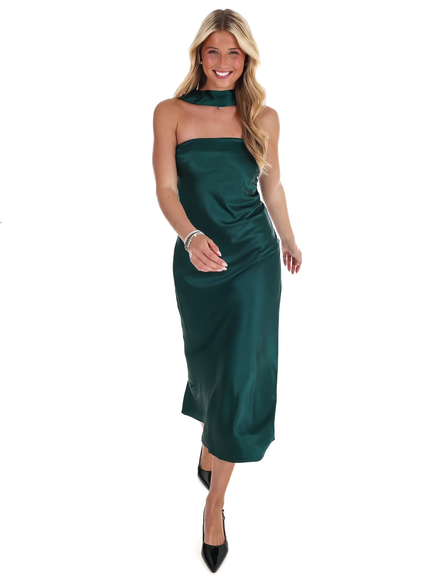 Holiday Party Satin Midi Dress - Image 20