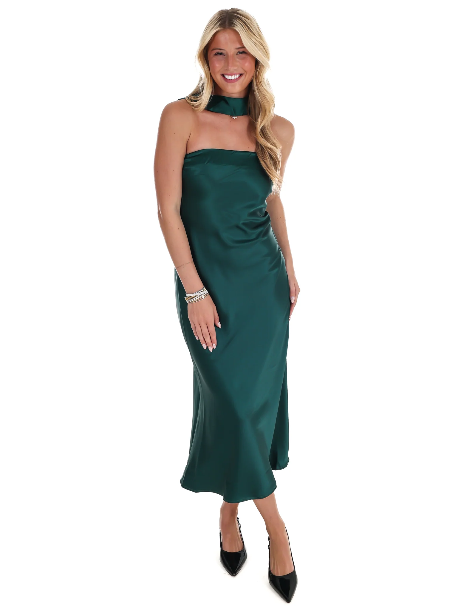 Holiday Party Satin Midi Dress - Image 21