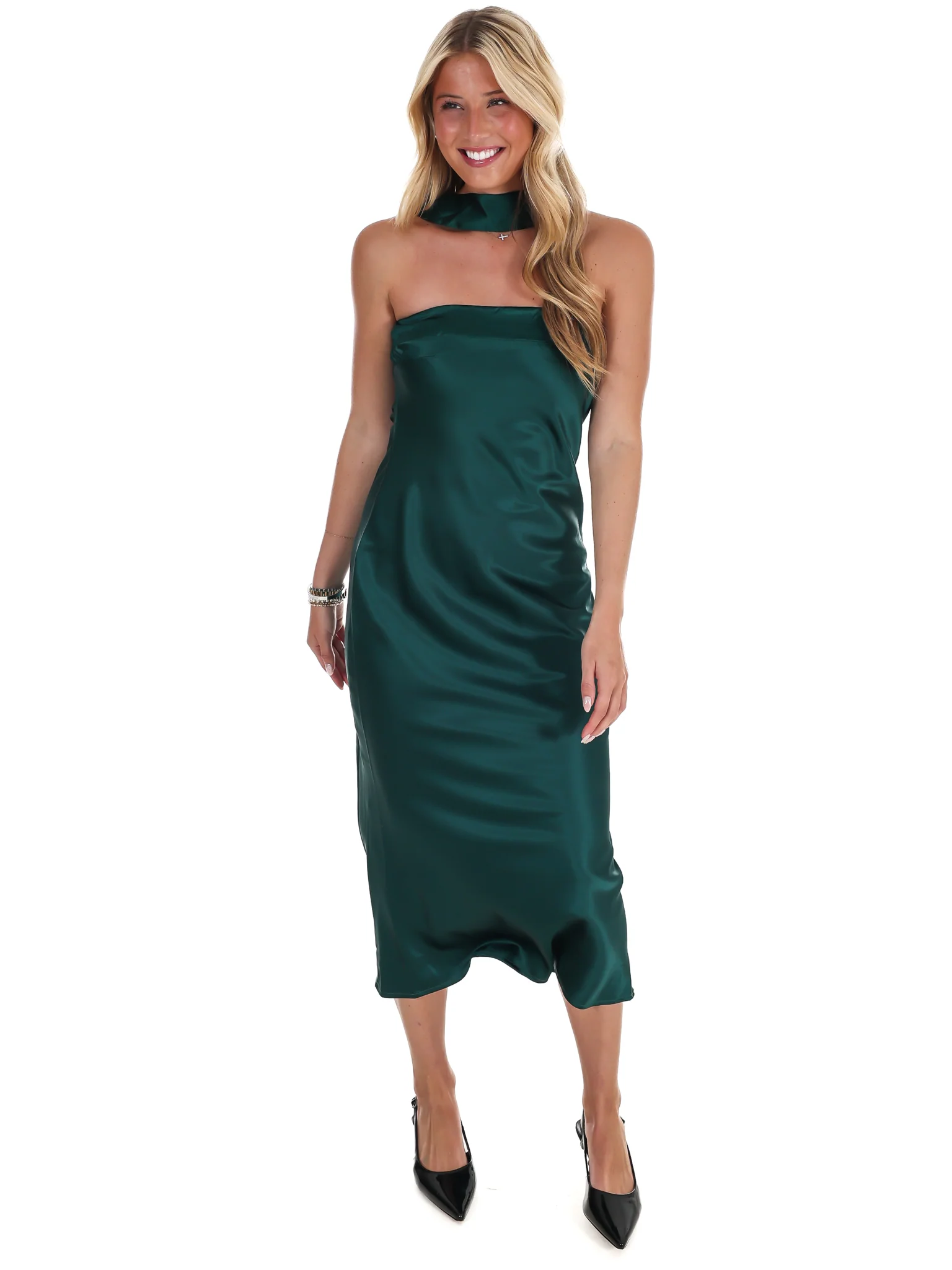 Holiday Party Satin Midi Dress - Image 22