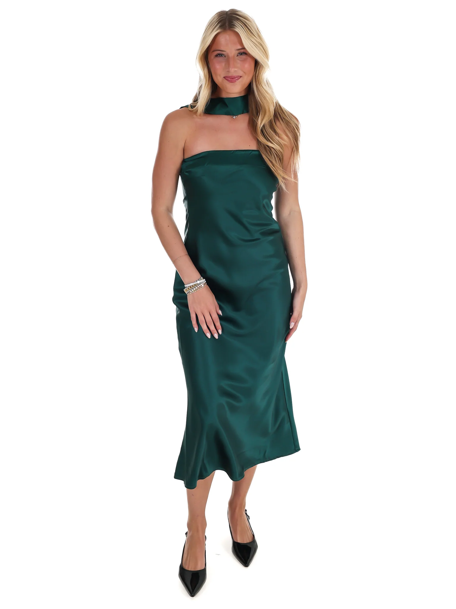 Holiday Party Satin Midi Dress - Image 23