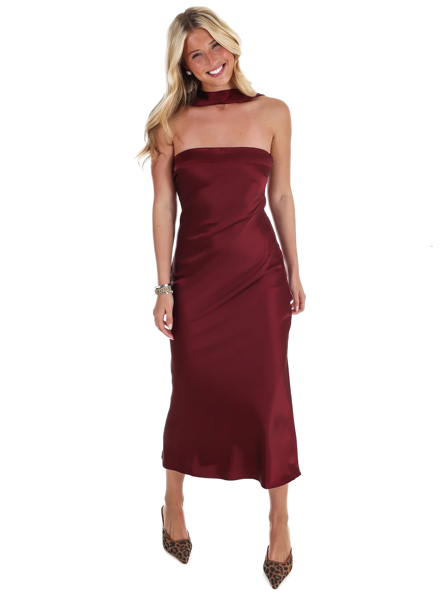 Holiday Party Satin Midi Dress - Image 5