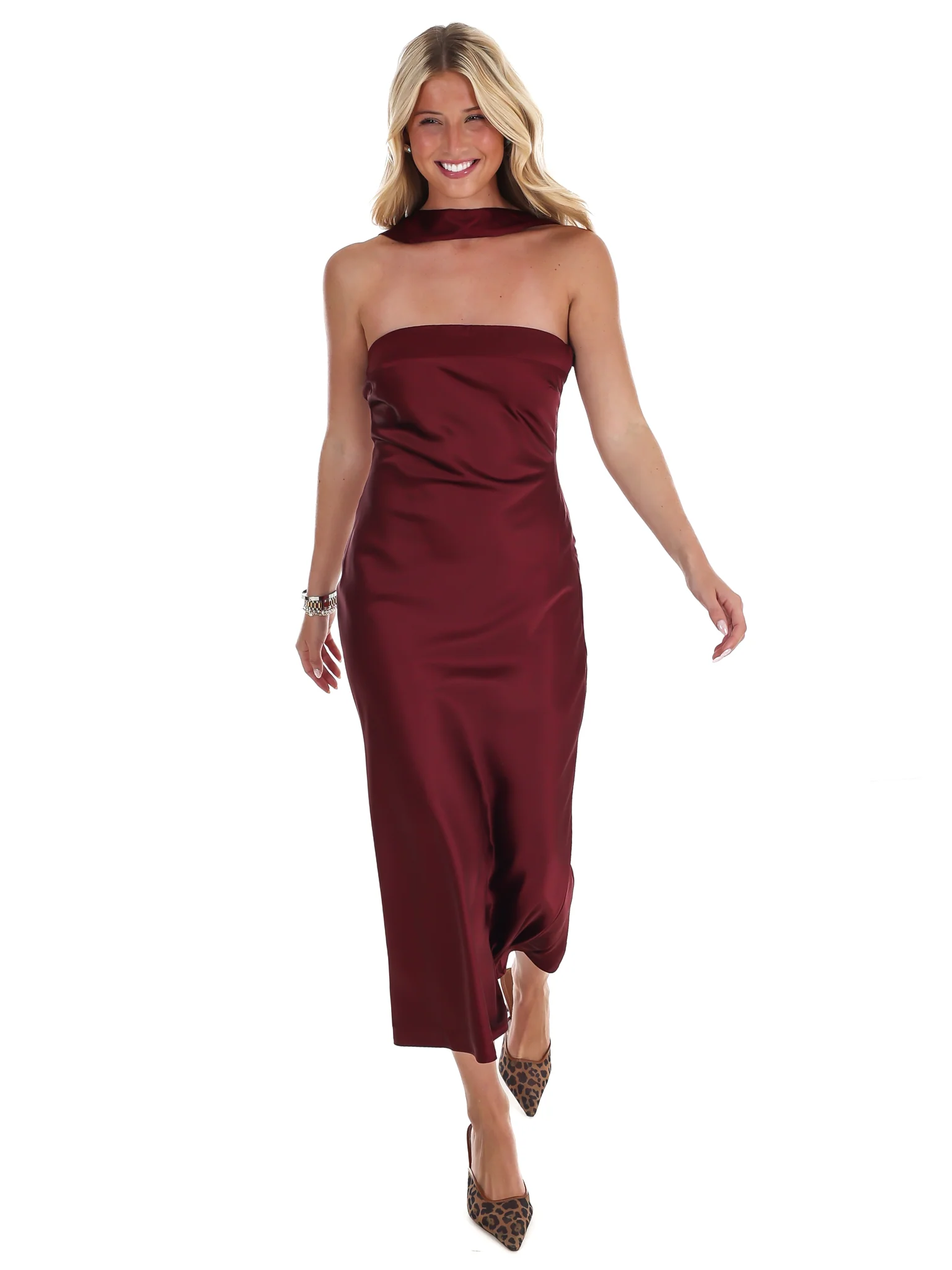 Holiday Party Satin Midi Dress - Image 6