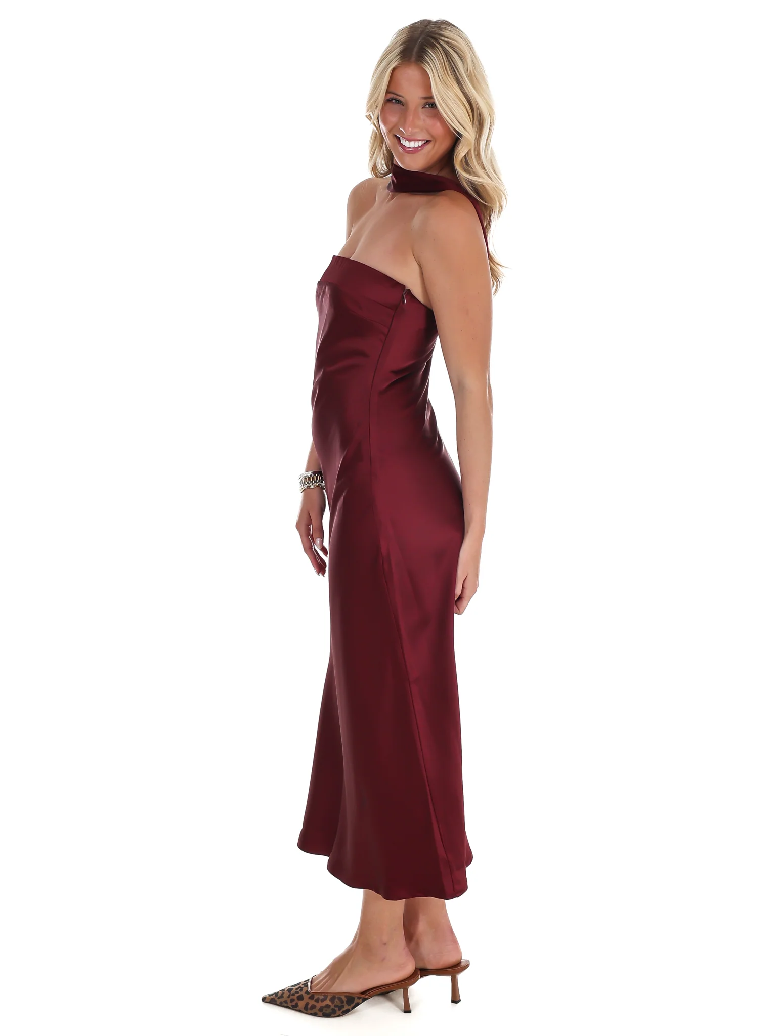 Holiday Party Satin Midi Dress - Image 8