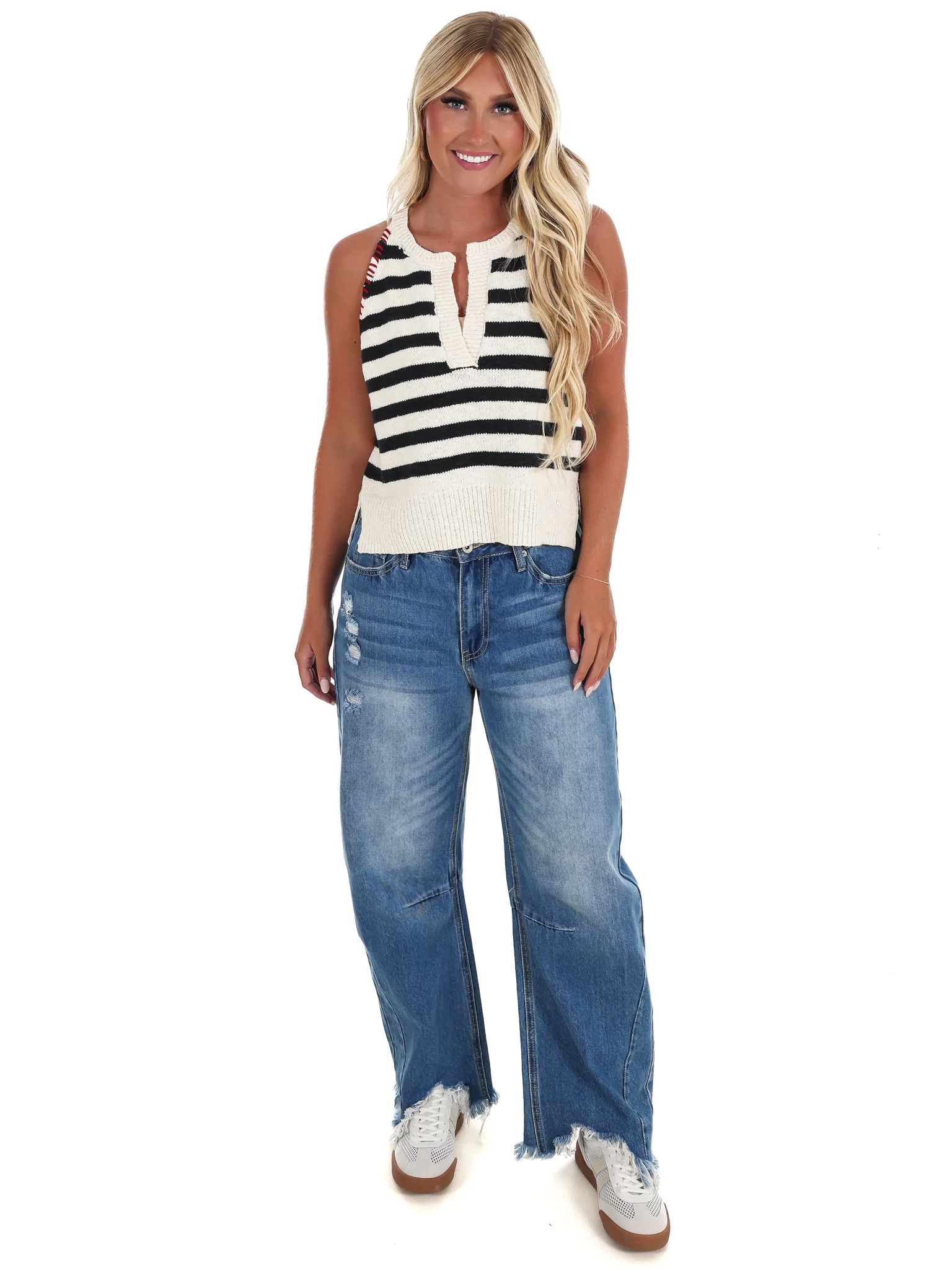 Holiday Weekend Stripe Sweater Top - Image 4
