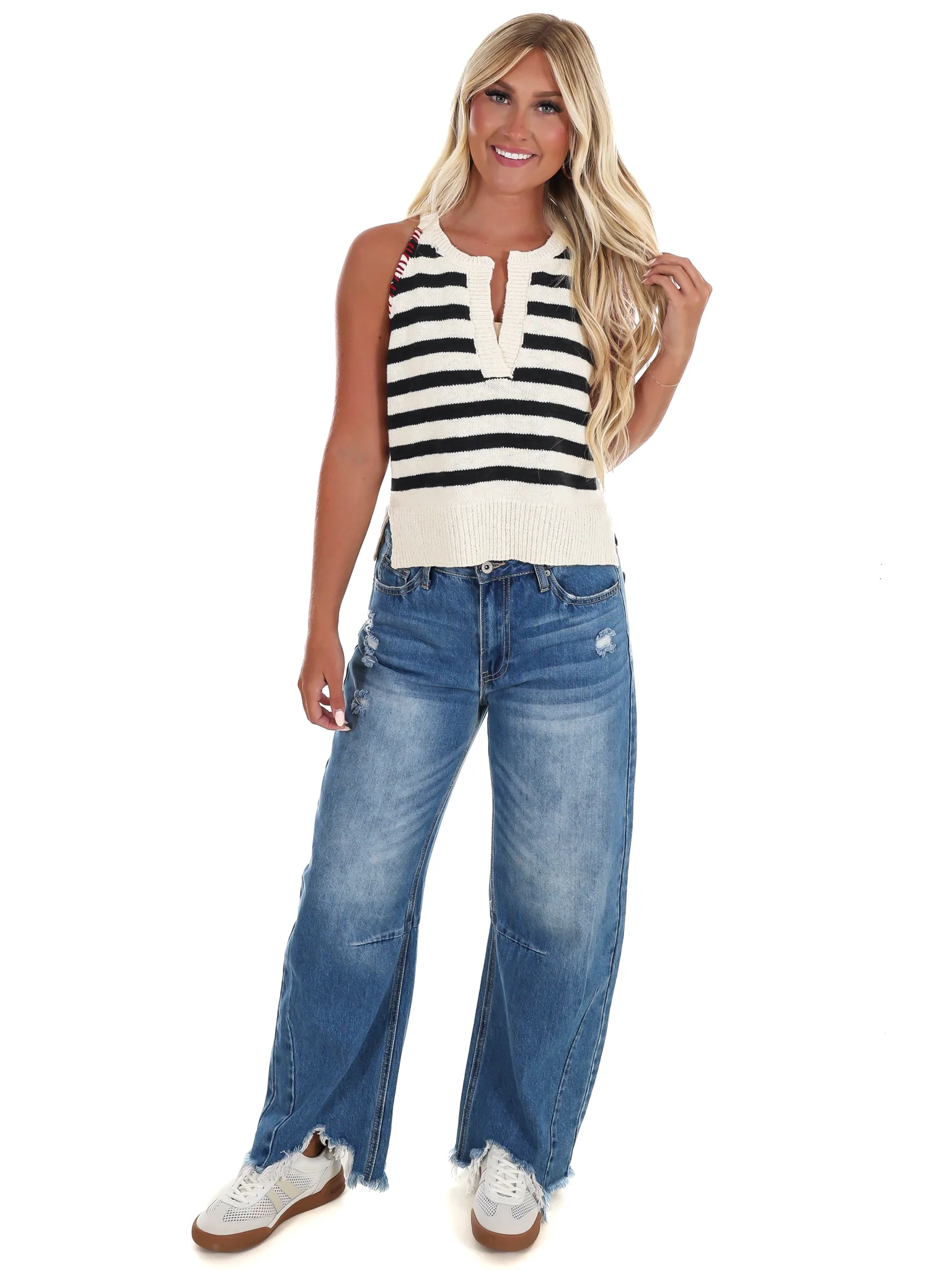 Holiday Weekend Stripe Sweater Top - Image 6